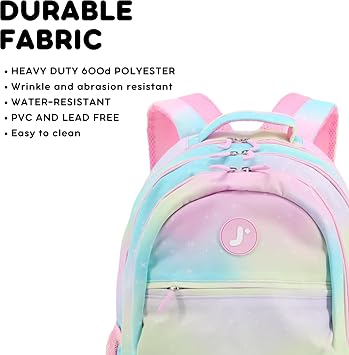 J World Cornelia Middle School Backpack for Kids. Student Laptop Bookbag, Aurora