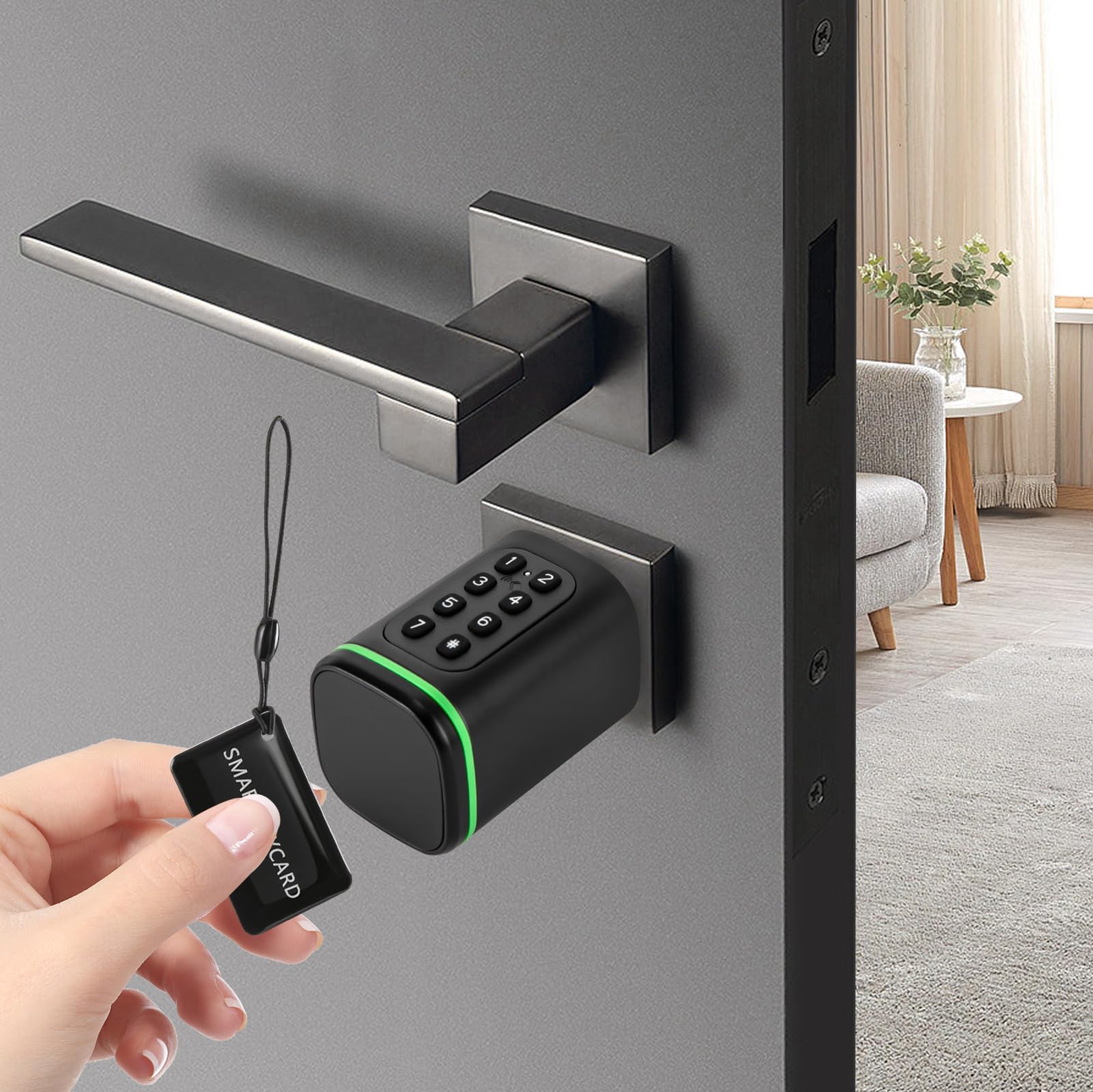 Cerradura electrónica de la puerta, código de cerradura electrónica de la puerta de entrada para el hogar inteligente,Cerradura de cilindro inteligente con interfaz de emergencia