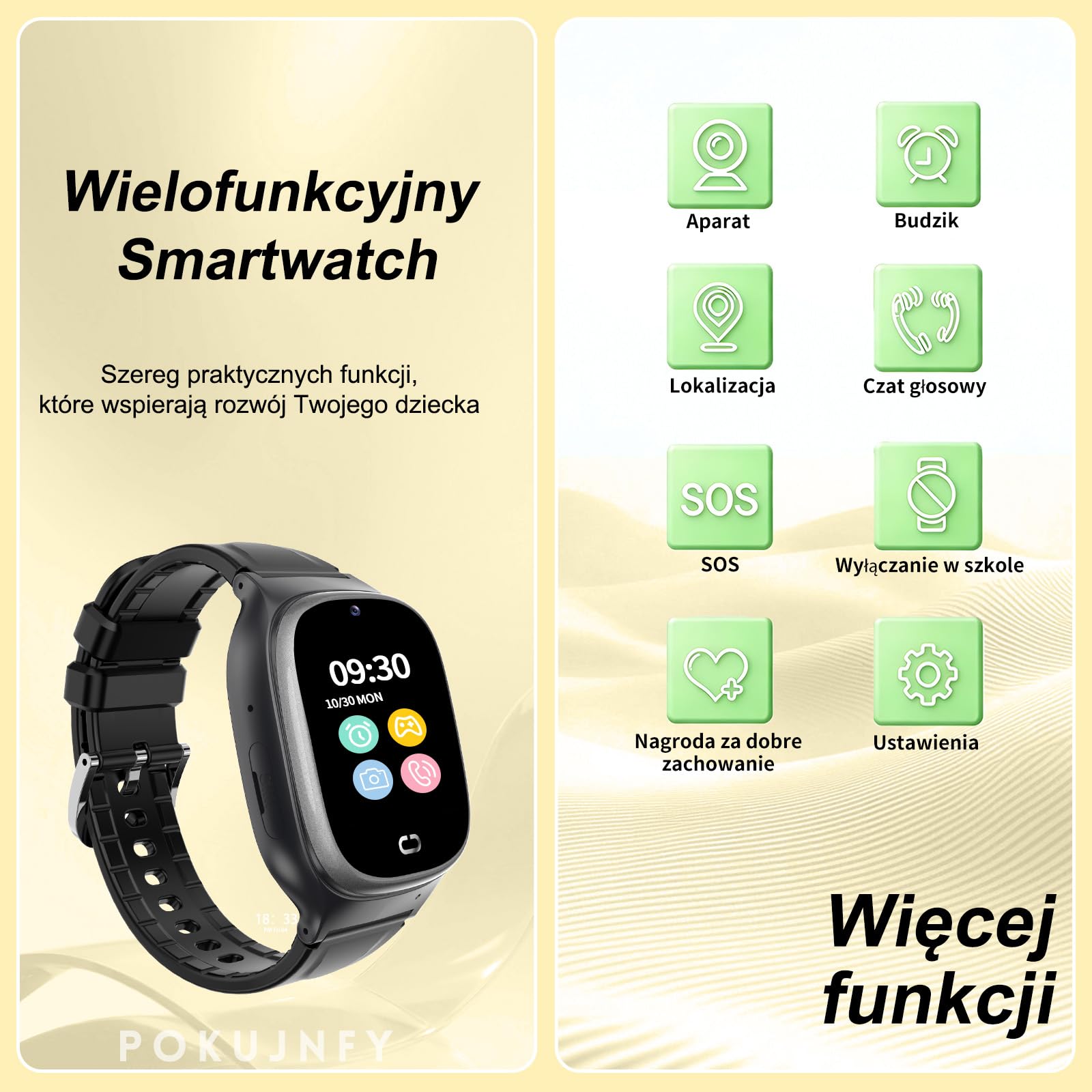 Smartwatch dla Dzieci z GPS Rozmowy Telefoniczne Czat SOS Kontakty Budzik Gra IP68 Wodoodporny Tryb Klasowy Zegarki Cyfrowe Smartwatch Dziecięcy Chłopcy Dziewczynki Urodziny Prezenty