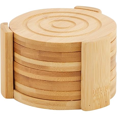 Juvale All-Natural Bamboo Coasters: Shield Your Furniture from Drink Stains and Heat Damage