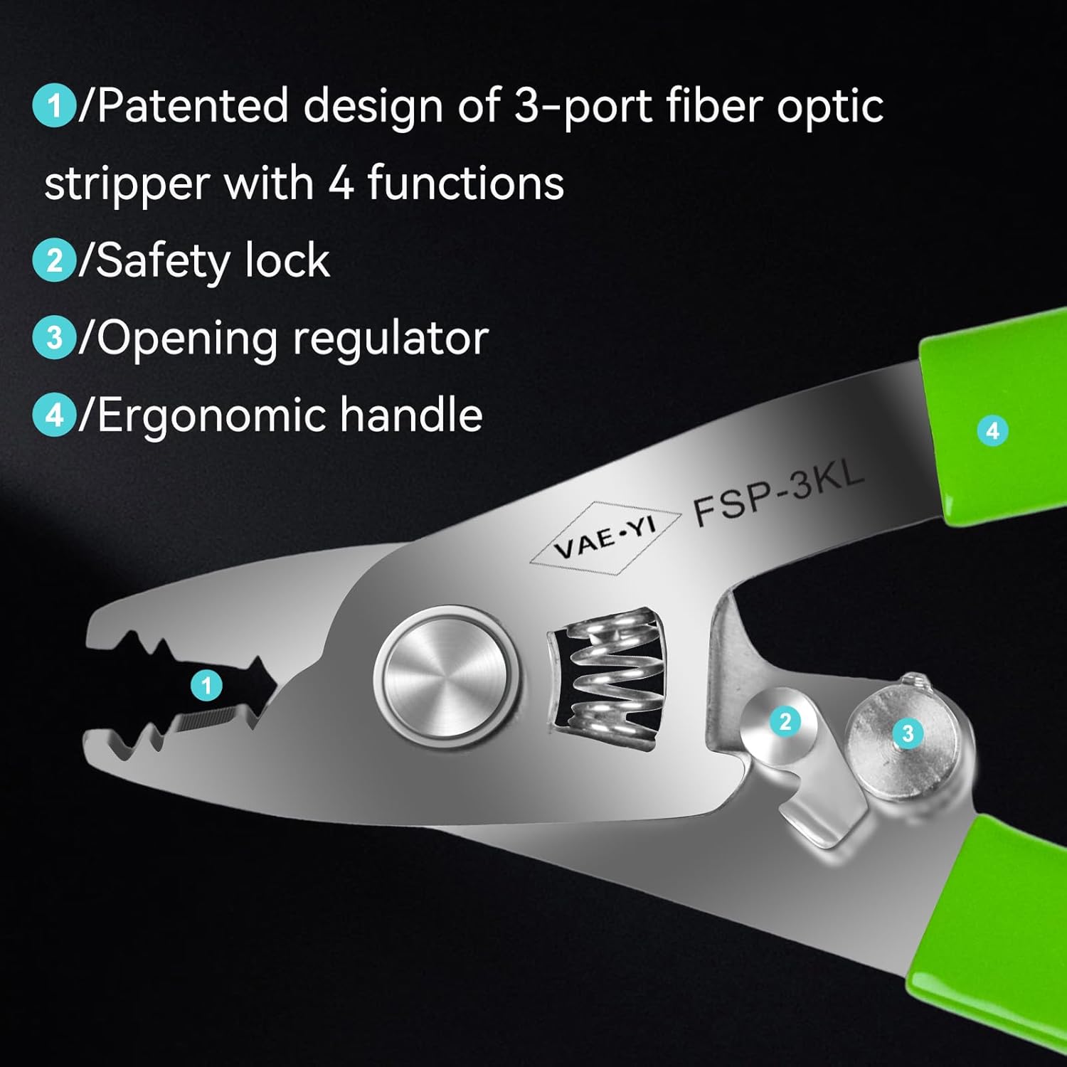 2024 New Fiber Stripper with Kevlar Scissors function, Fiber Stripper, Cable Stripper,Stainless Steel, Fiber Optic Tools,Fiber Stripping Tool(FSP-3KL)