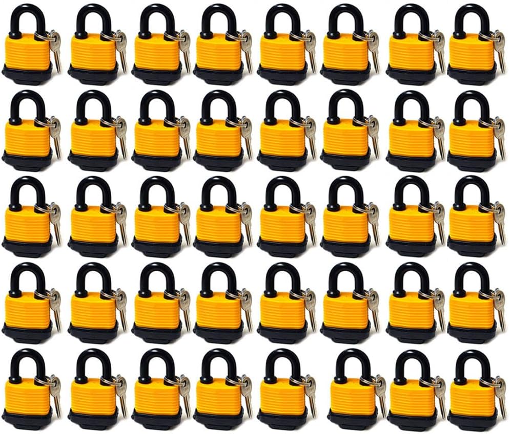 40 Pc Waterproof Padlocks Keyed 30mm Pad Locks Home Security Outdoor Heavy Duty High Strength Home Lock Rubber Sleeve Anti Theft Rust-Proof Locks Suitable for Warehouses Garages Locker Compact