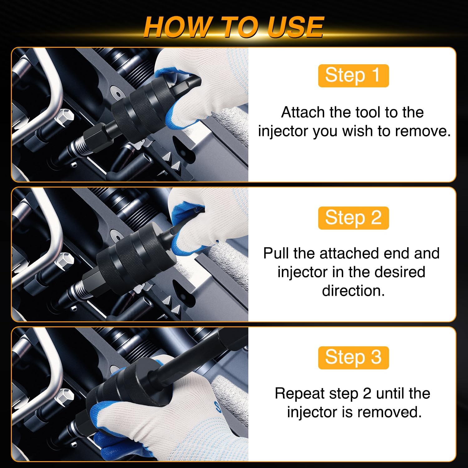 GOOACC Diesel Injector Puller Tool with Slide Hammer, Common Rail Fuel Injectors Puller Removal Tool with w M8 M12 M14 Thread Adapter Heavy Duty Injector Remover for Stubborn Diesel Injectors, Blue