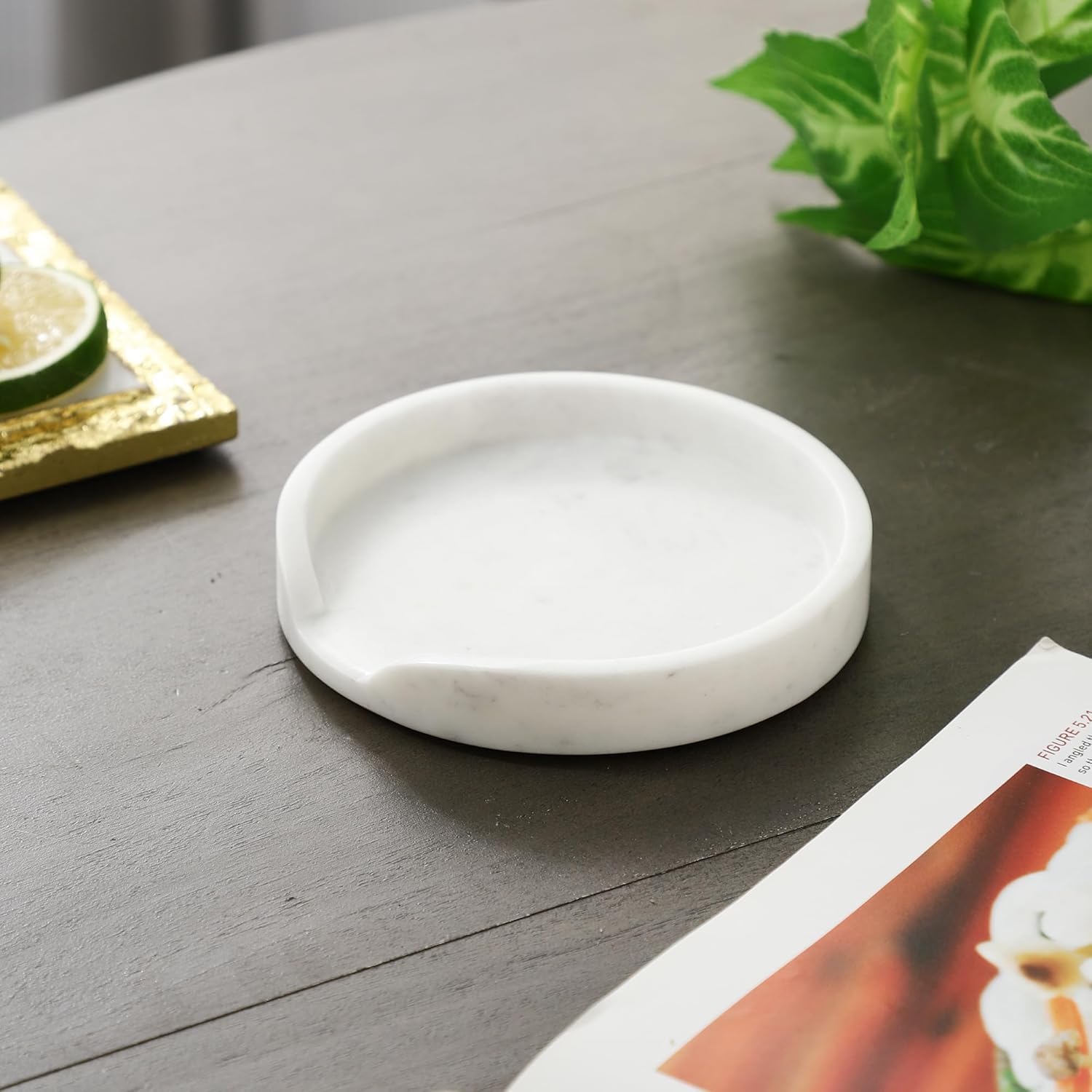 White Marble Spoon Holder – Marble Countertop Utensil Rest for Spoons, Ladles & Spatulas – Elegant Kitchen Accessory