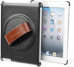 New Trent Gladius iPad Case Compatible with: iPad 4th, iPad 3rd, and iPad 2nd Gen. 360 Degree Rotatable with Genuine Leather Hand Strap and Movie Stand