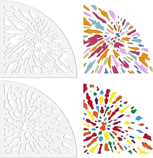 CRASPIRE 2Pcs Paint Streak Sleeve Stencils Acrylic Tie Dyeing Stencils Bleached Shirt Template Ink Acrylic Fan Clothing Printing Dyeing Reusable Splatters Stains for DIY Art Craft Wood Canvas Paper