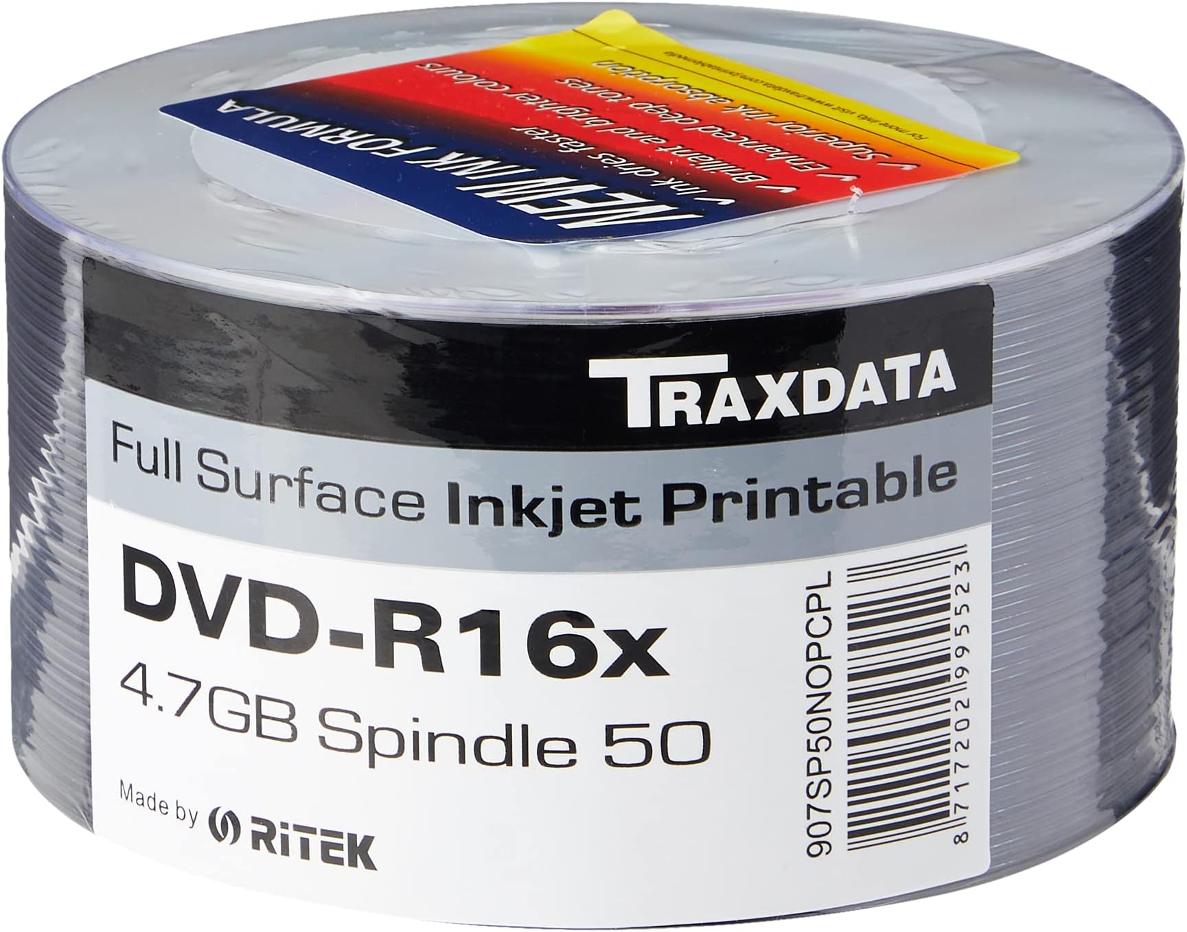 Traxdata Ritek Full Face White Printable DVD-R 16x