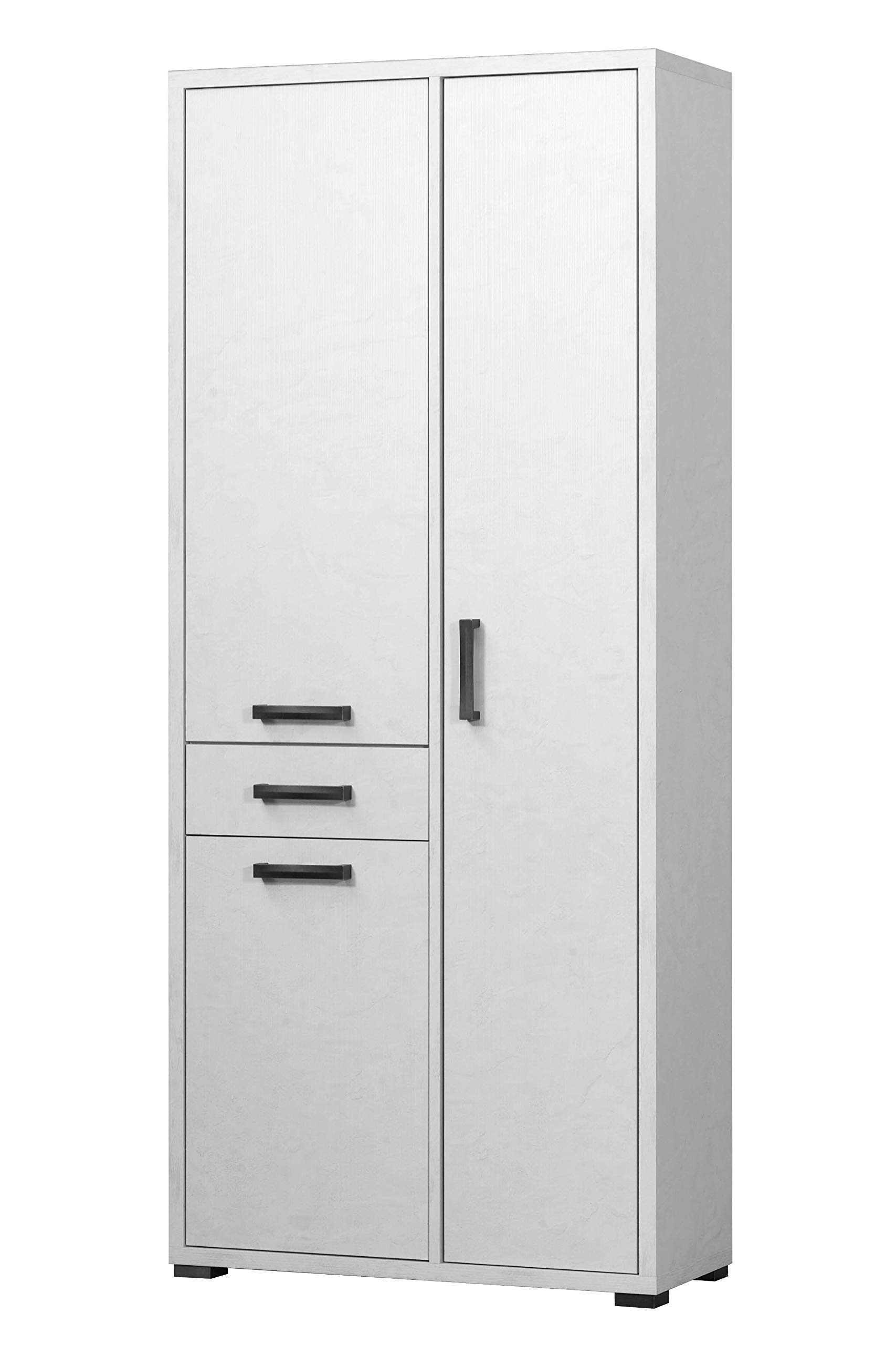 3400BCM Montato Armadio 3 ante + cassetto scocca spessore 25mm fintura bianco cemento 75,3L x 175H x 33P