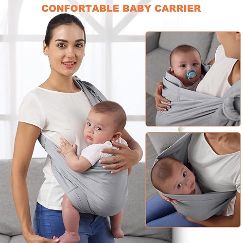 Miniatura 8 de Portabebés con anillo para bebés, portabebés para recién nacidos a niños pequeños, ergonómico y cómodo para bebés recién nacidos, suave y ajustable