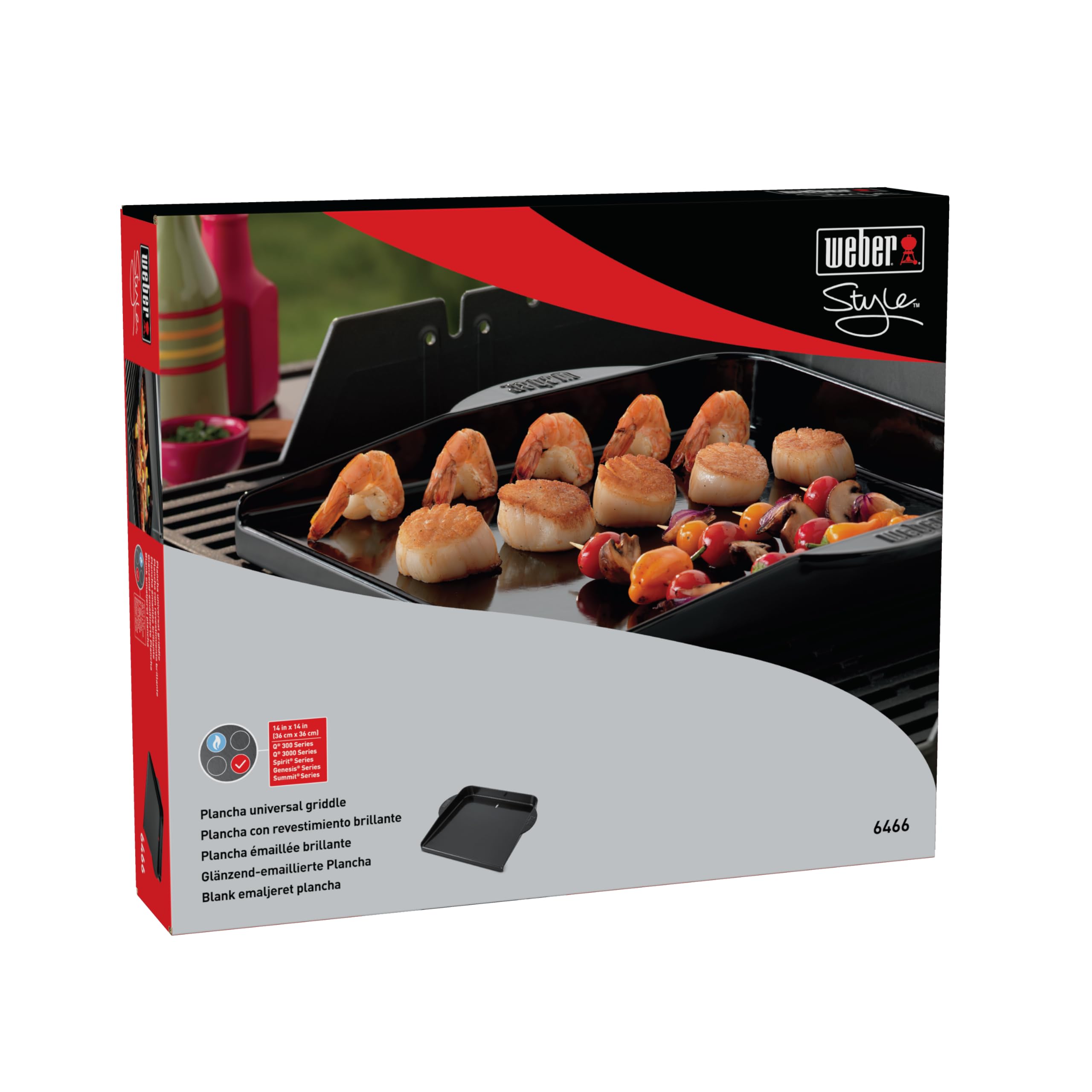 Weber plancha Deluxe in ghisa per Q300 / 3000 e Barbecue a Gas/Calore Uniforme, Ideale per Verdure, Frutti di Mare e Piatti in Padella – Nero (6466)
