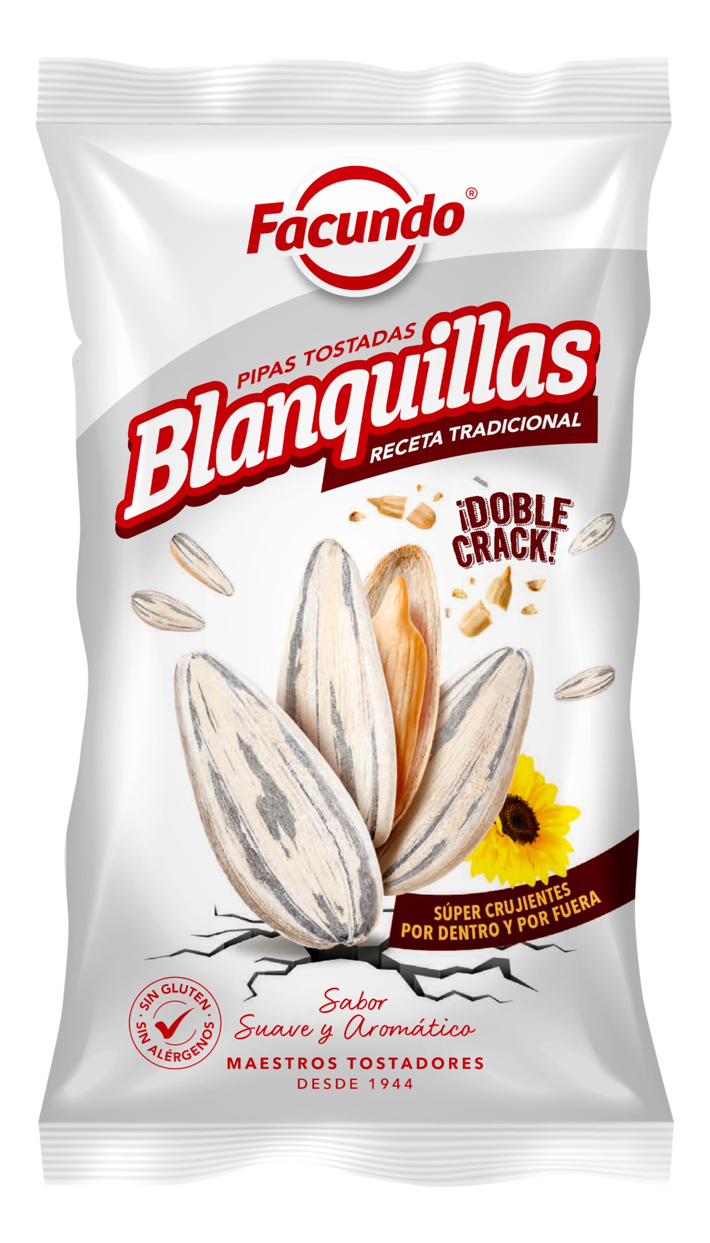 Facundo Pipas Blanquillas de Girasol Tostadas y Saladas 200g | Extra Crujientes | Tostado Lento | Estricta Selección en Origen | Frescura Garantizada con Facundo Fresh