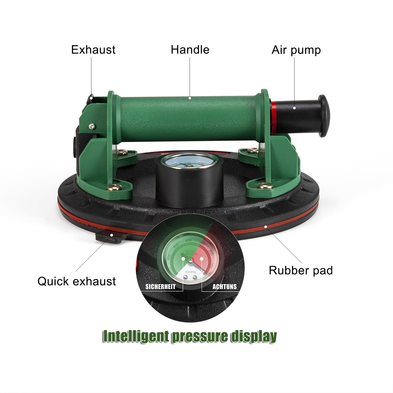 Ventosa Con Manometro Sicurezza Sollevatore A Ventosa HERZO Con Manometro - Capacità 150 Kg, Per Piastrelle, Vetro, Marmo, Lastre Piane Ventosa Con Manometro Sicurezza Sollevatore A Ventosa HERZO Con Manometro - Capacità 150 Kg, Per Piastrelle, Vetro, Marmo, Lastre Piane