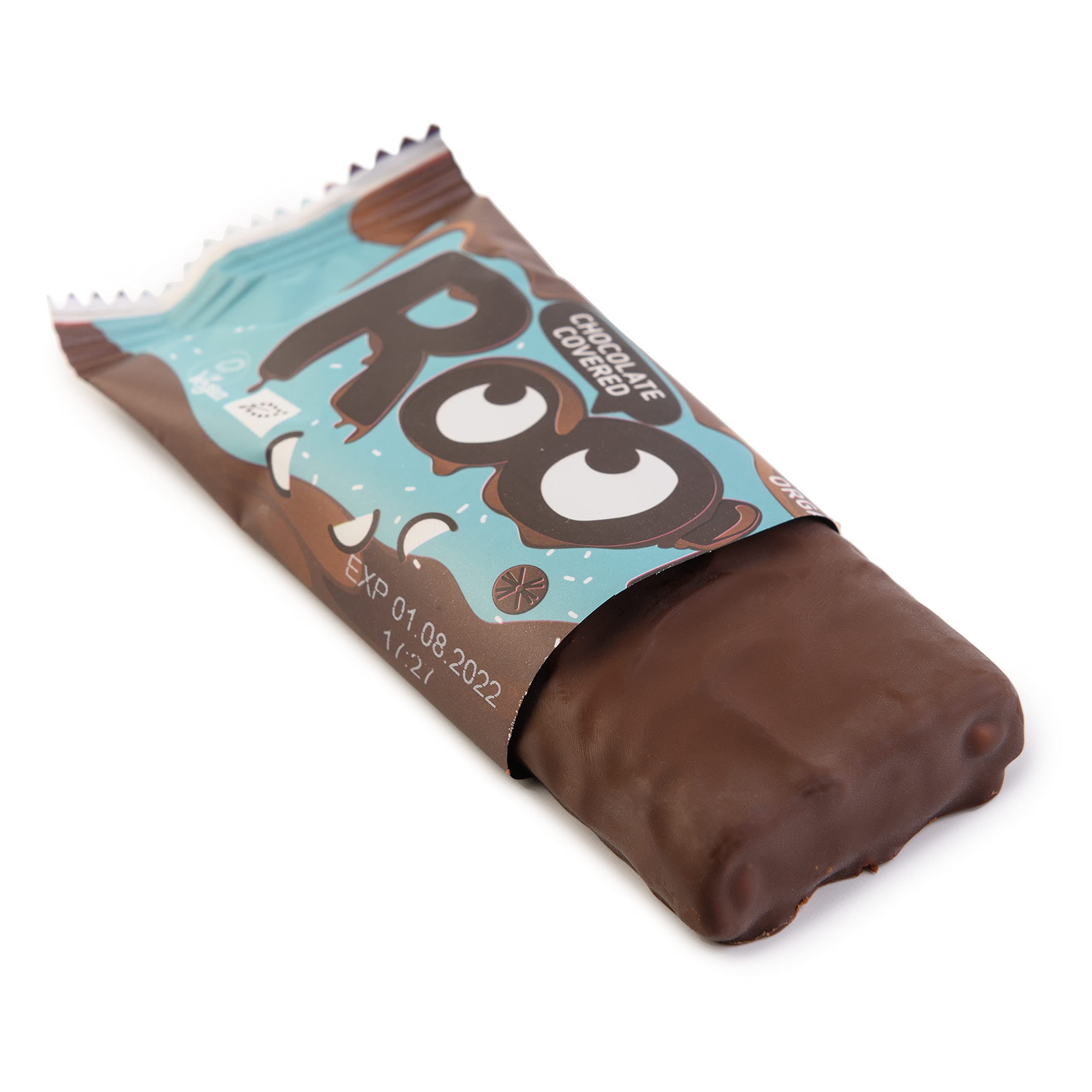Roo'bar Barres Vegan sans Gluten Noix de Coco Enrobées Chocolat Noir - Lot de 3 - encas sportif - snack sain - 100% naturel