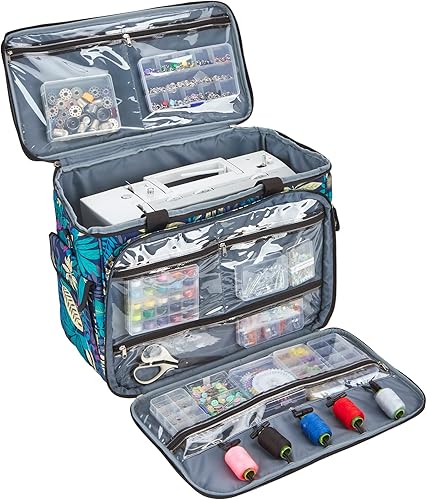 Miniatura 14 de Homest - Caja de transporte de máquina de coser; bolsa universal con correa para el hombro, compatible con la mayoría de las máquinas estándar Morado