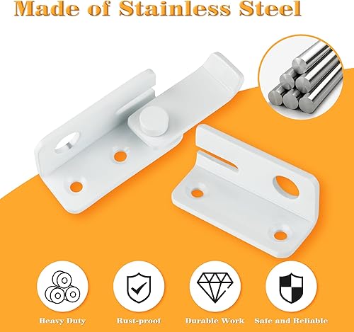 Miniatura 3 de Alise Pestillos de puerta abatible, pestillo deslizante, pestillo de seguridad para puerta de granero, jaula de mascotas, jardín, baño, garaje,