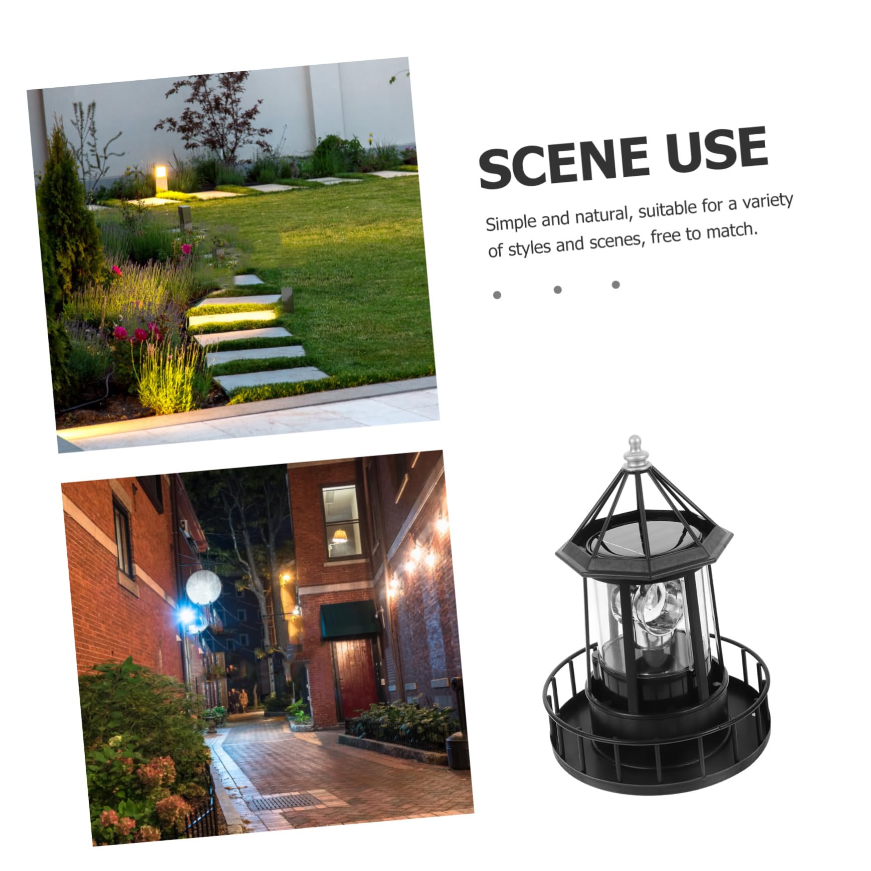 Garneck Baliza Giratoria Led Solar Decorativa Para Jardín Negro Luz Giratoria De Torre Lámpara De Paisaje Para Iluminación Exterior