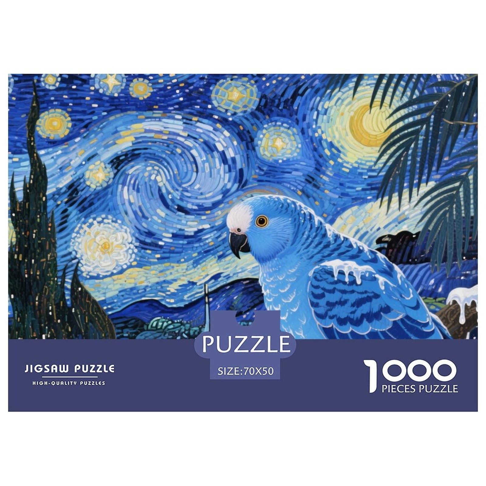Jigsaw Blue Parrot 1000 Pieces Challenge Toy for Adults,Starry Sky Impossible Jigsaw Puzzles 1000 Pieces Educational Games Home Decoration 70x50cm/1000pcs