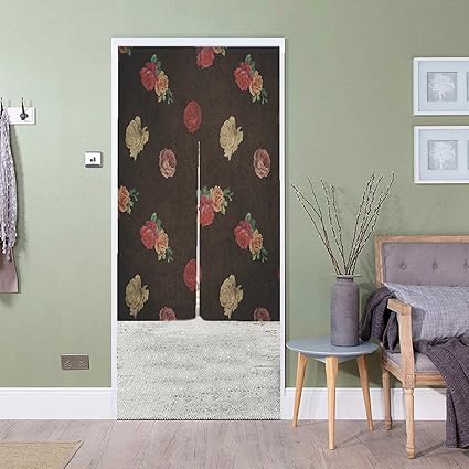 Amazon 花バラヴィンテージ背景パターン紙 のれん おしゃれ 目隠し 幅72 X丈170 暖簾 縞模様 無地 ロング 遮光 のれん 玄関 キッチン リビング のれん オンライン通販