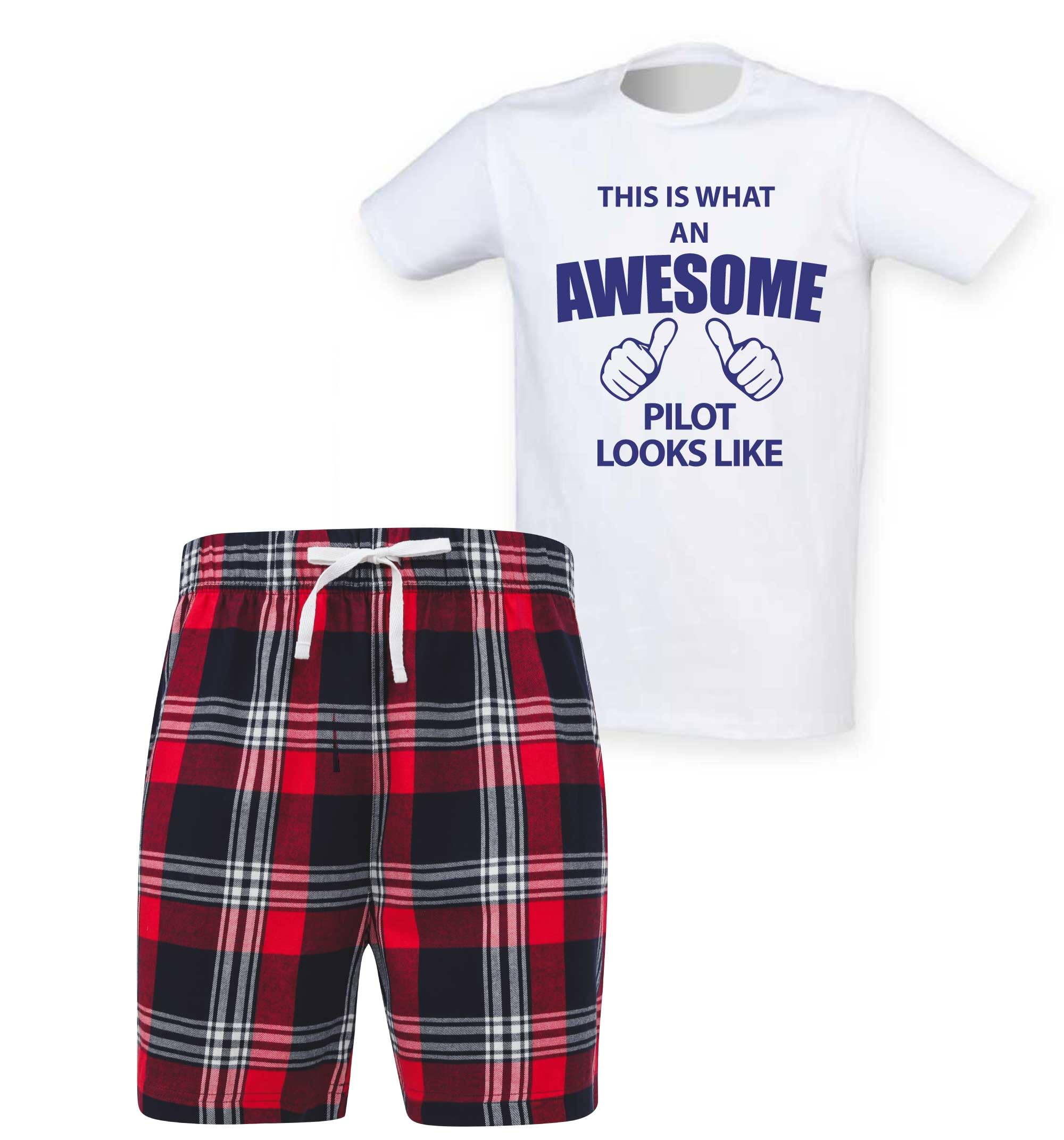 60 Second Makeover Limited Mens This Is What An Awesome Pilot Looks Like Tartan Pyjama Set Red
