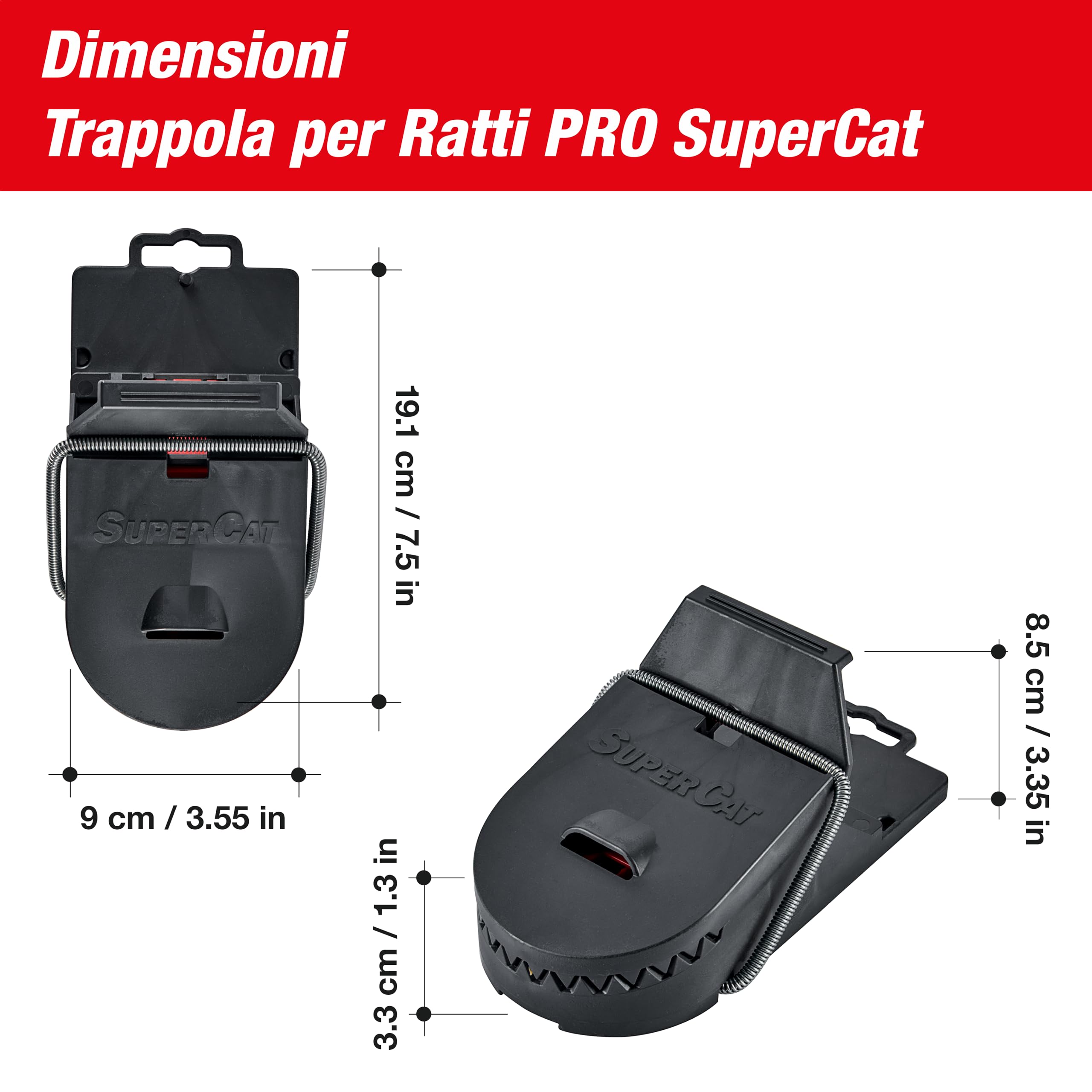 SWISSINNO Trappola per Ratti PRO SuperCat – Trappola Riutilizzabile e Affidabile – Eliminazione Rapida e Precisa – Con Esca al Burro di Arachidi - 2 Trappole