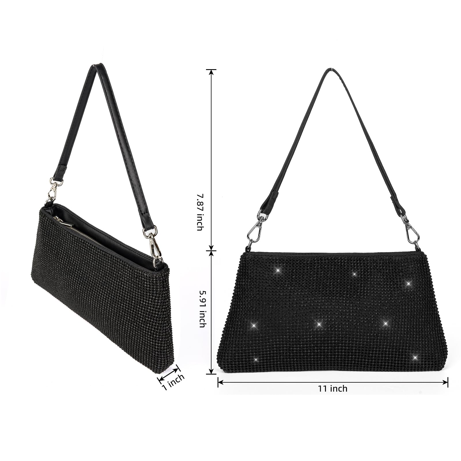 Valleycomfy Damen Clutch Elegante Brauttasche Diamant Handtasche – Bild 4