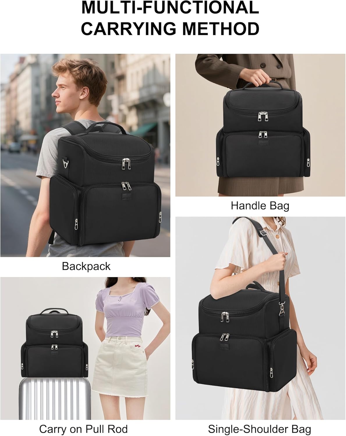 Relavel Tattoo Backpack with 4 Removable Pouches, Tattoo Travel Case with 3 Detachable Dividers, Waterproof Tattoo Carrying Case for Stencil Printer, Equipment and Supplies - Black