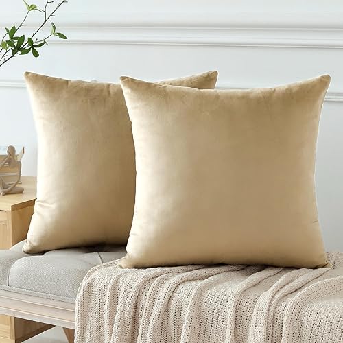 Miniatura 8 de OTOSTAR Paquete de 2 fundas de almohada decorativas de terciopelo suave de 18 x 18 pulgadas, fundas de cojín cuadradas sólidas para decoración del