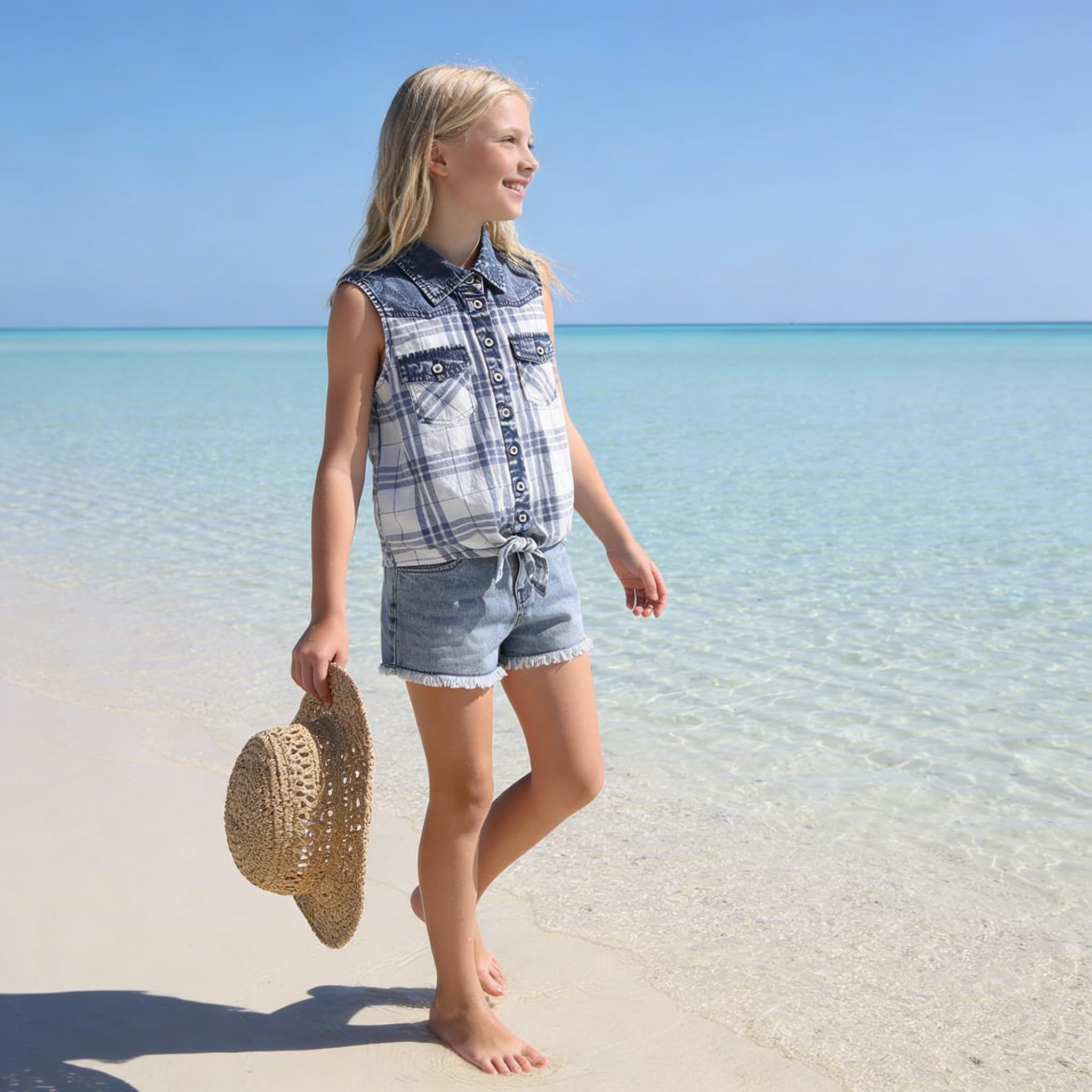 Bienzoe Niña Sin Mangas Casual Blusa