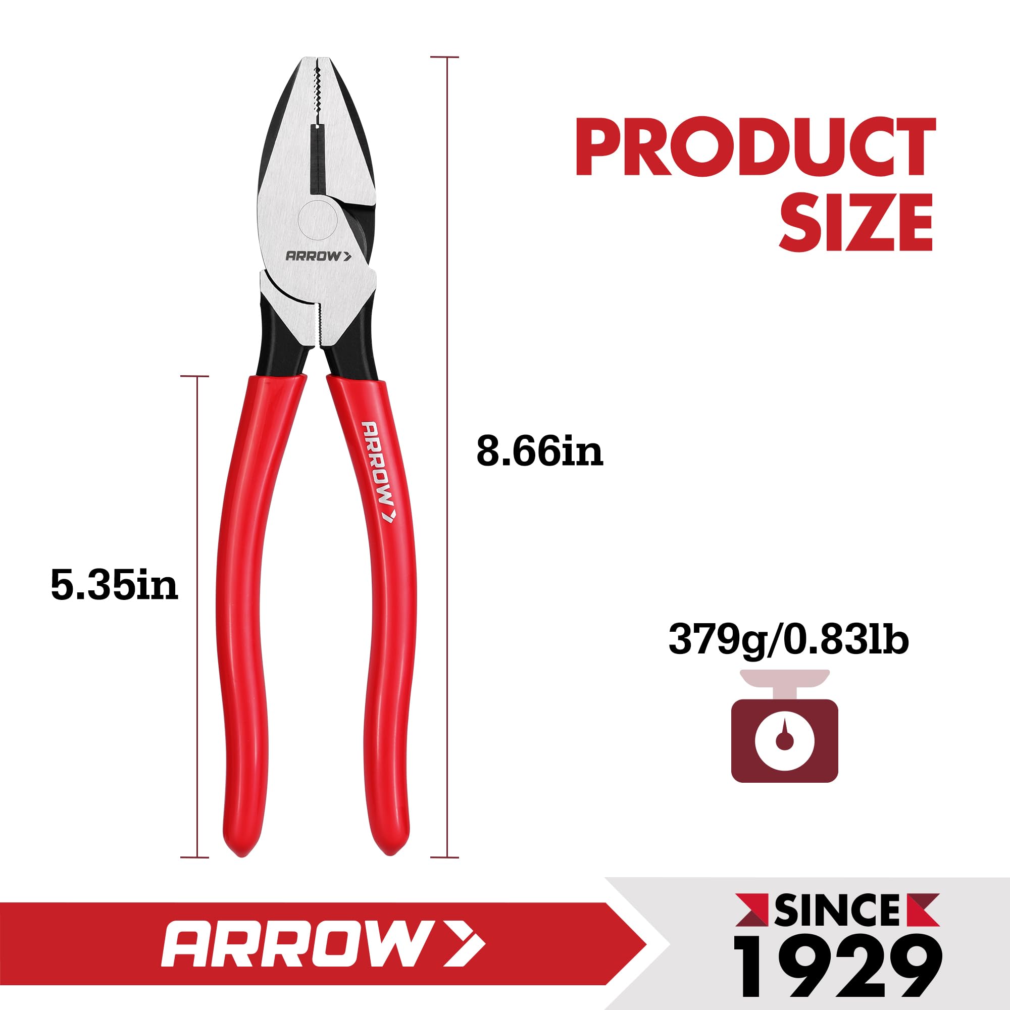 Arrow Lineman Pliers - High Leverage Side Cutters -3