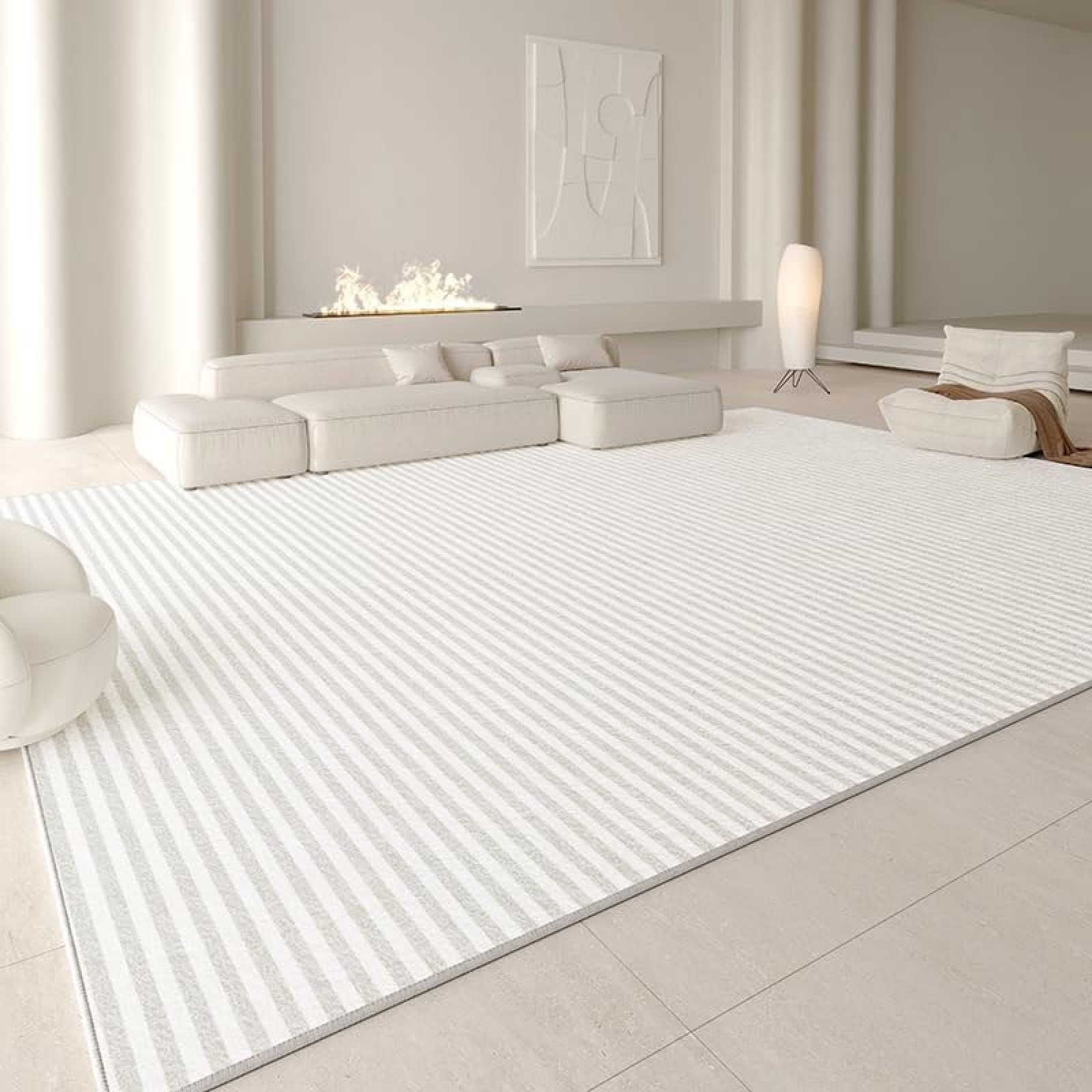 Tapis de salon moderne en lignes géométriques pour un intérieur élégant