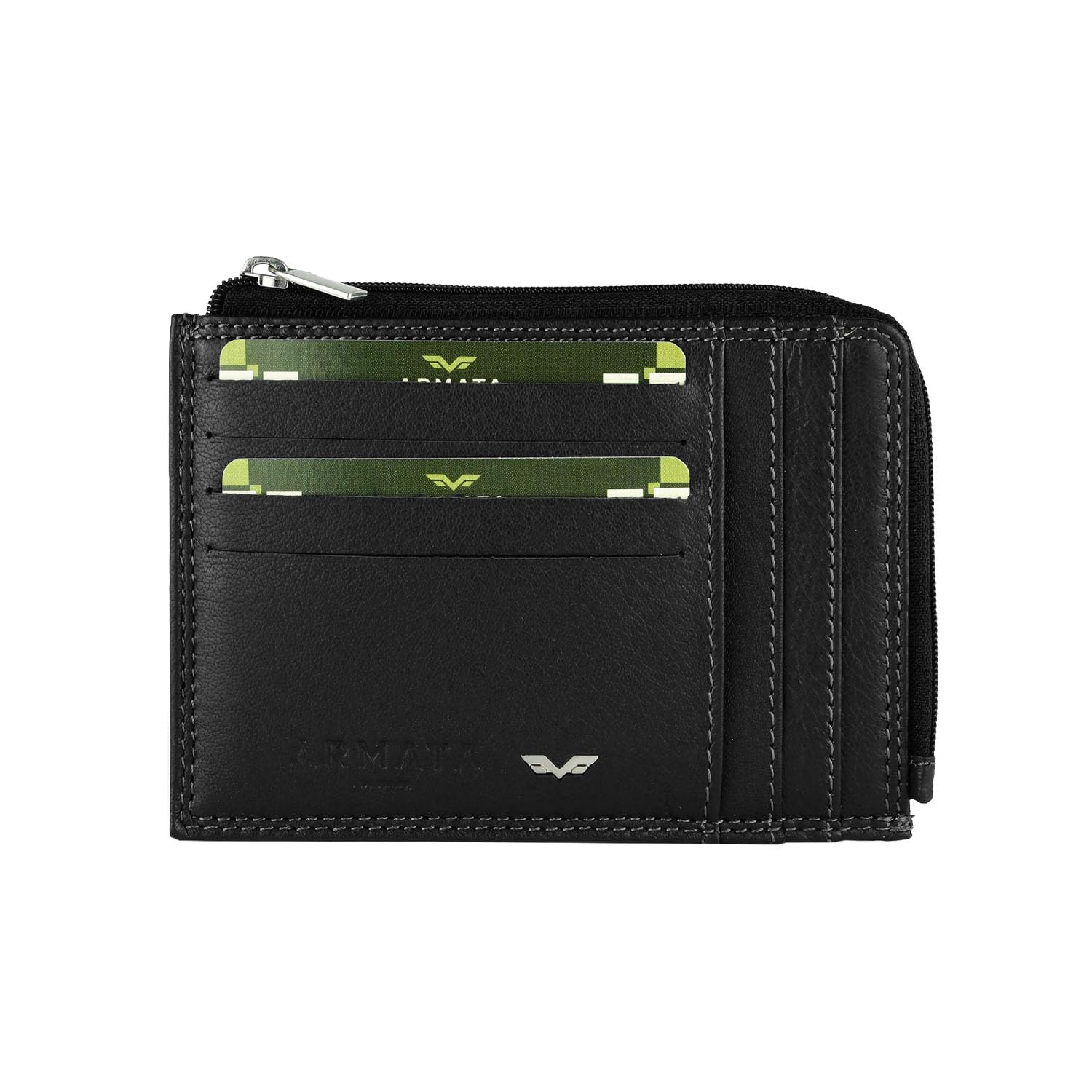Armata di Mare Title Men's Genuine Leather Wallet with Coin Compartment and Gift Box, Black 29