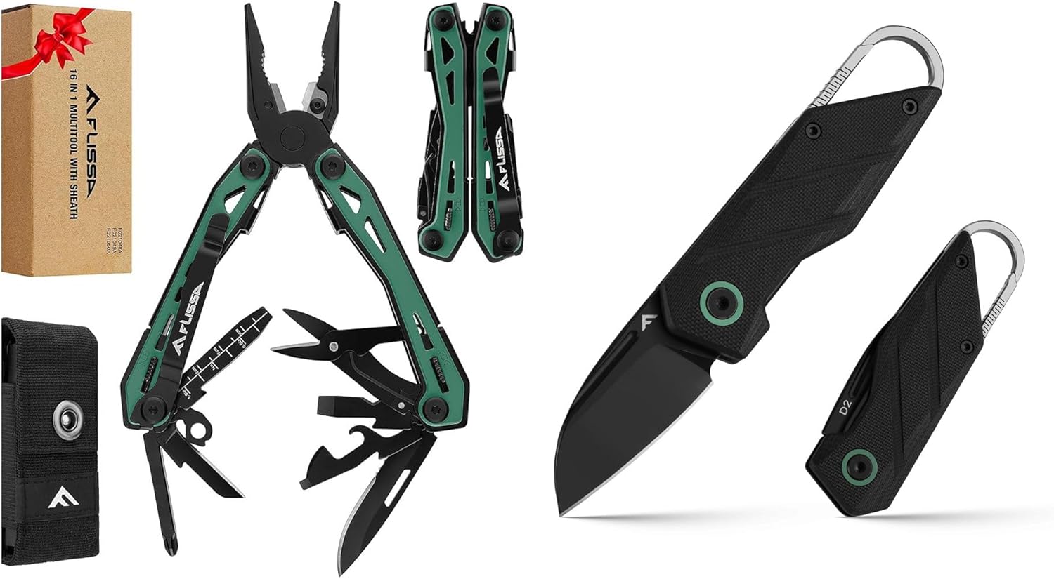 FLISSA 16-in-1 Multi Tool Pliers and FLISSA Mini Folding Pocket Knife