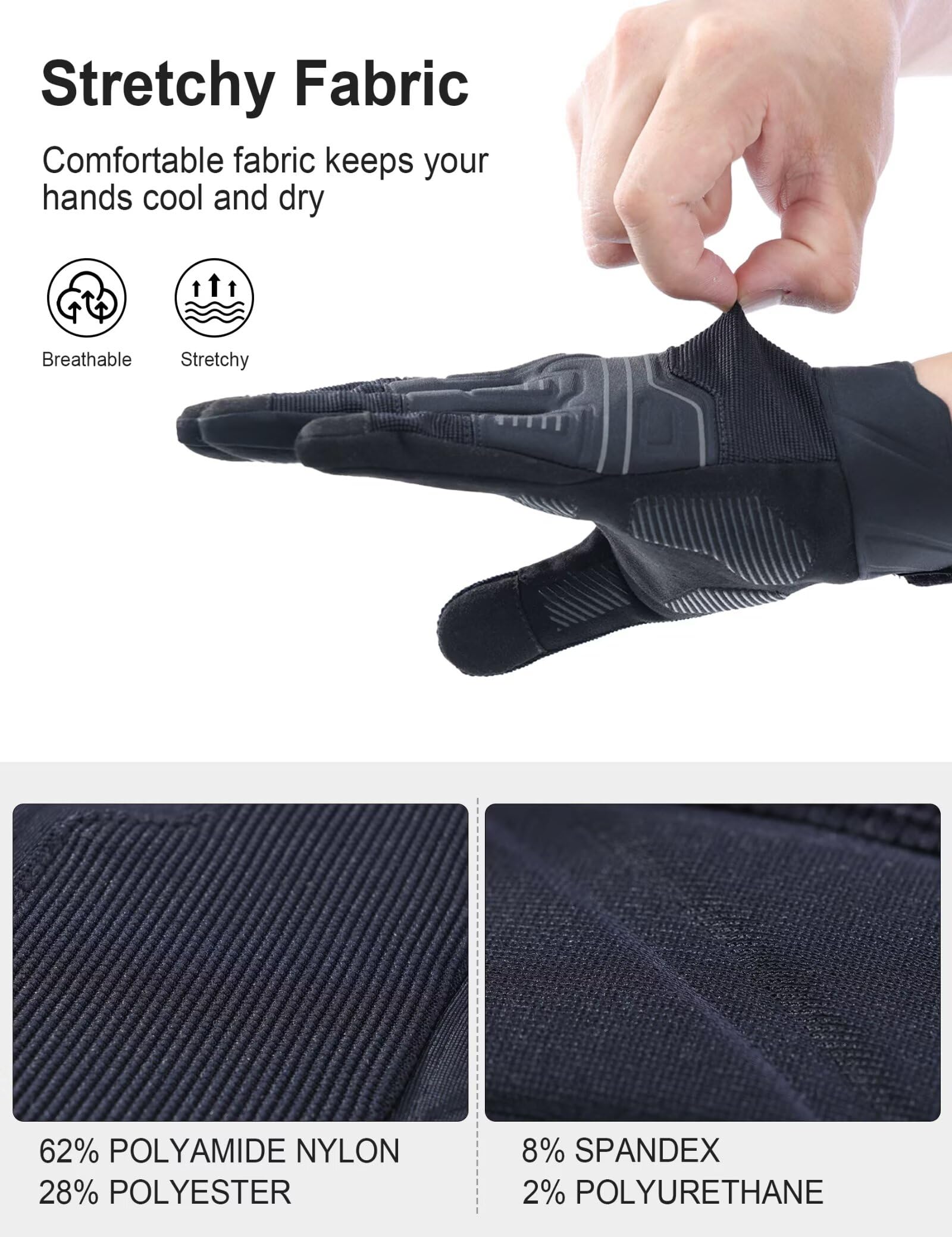 INBIKE Gants de cyclisme unisexes pour VTT - Gants de cyclisme à doigts longs avec coussinet antidérapant absorbant les chocs
