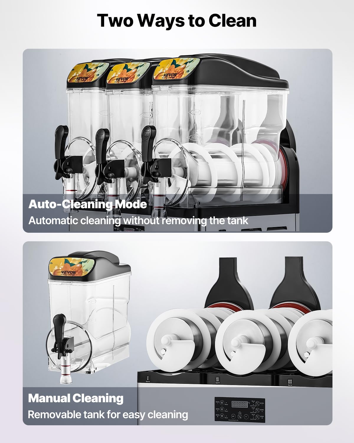 VEVOR Macchina per Bevande Ghiacciate Commerciale, Macchina per Granita Slushy a Triplo Serbatoio 15 Litri x 3 per Frullati in Acciaio Inox da Ristoranti, Bar, Caffetterie