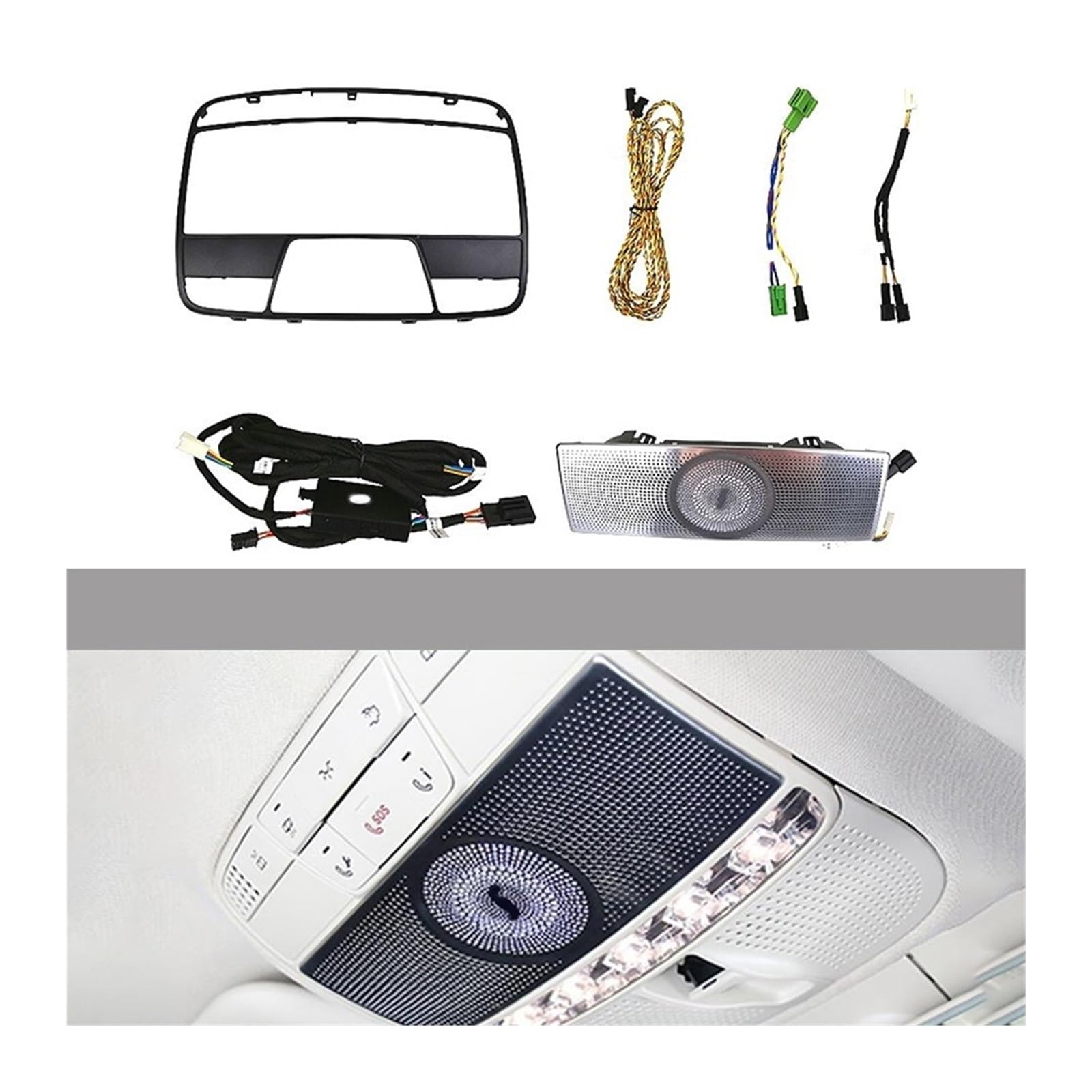 XCZPRKMXY Midrange Speaker Horn Cover with 3 Colors Ambient Light Glow Cover Compatible with Mercedes Benz C-Class W205 2015 2016 2017 2018