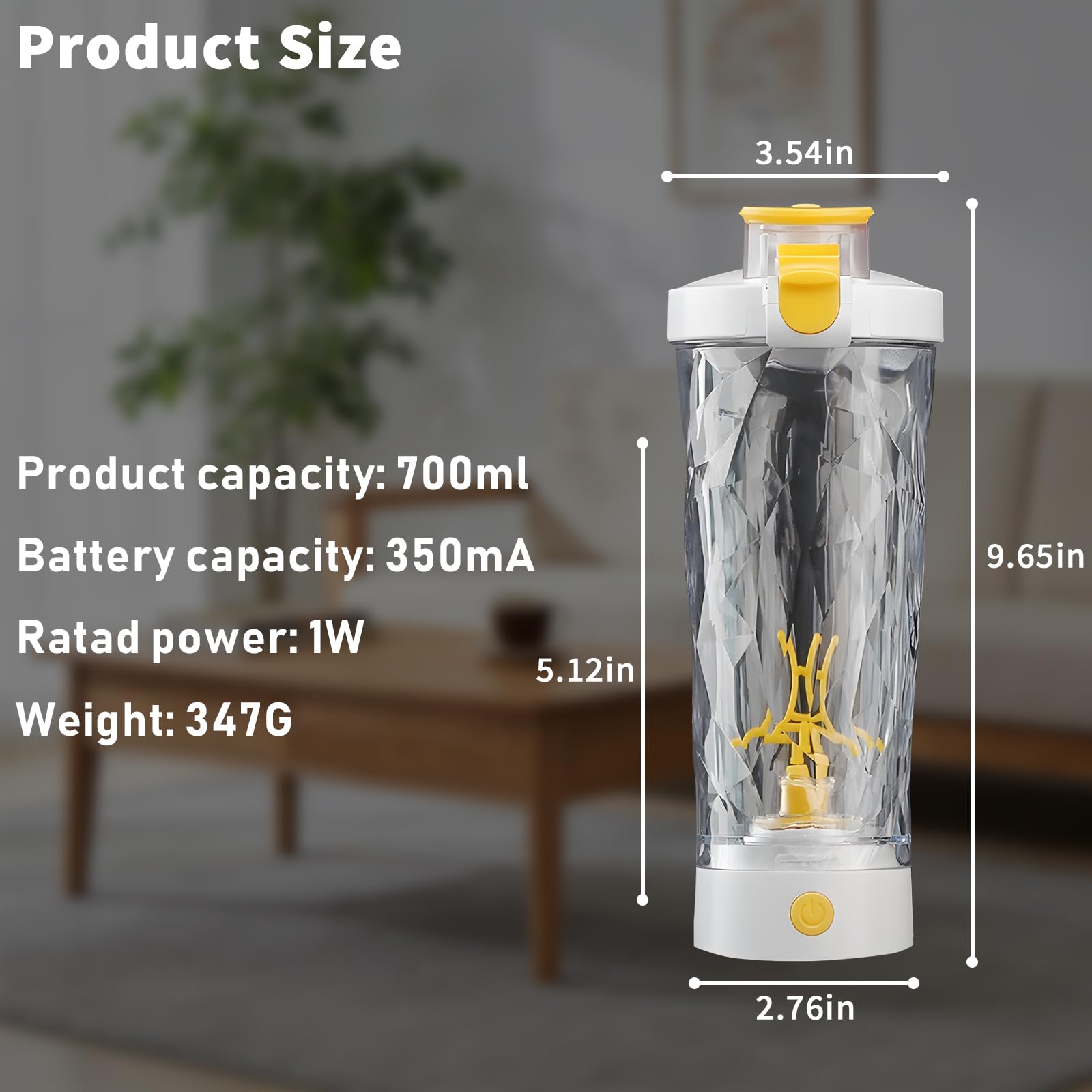 Shaker elettrico per proteine, miscelatore per nutrizione sportiva, shaker elettrico (bianco)