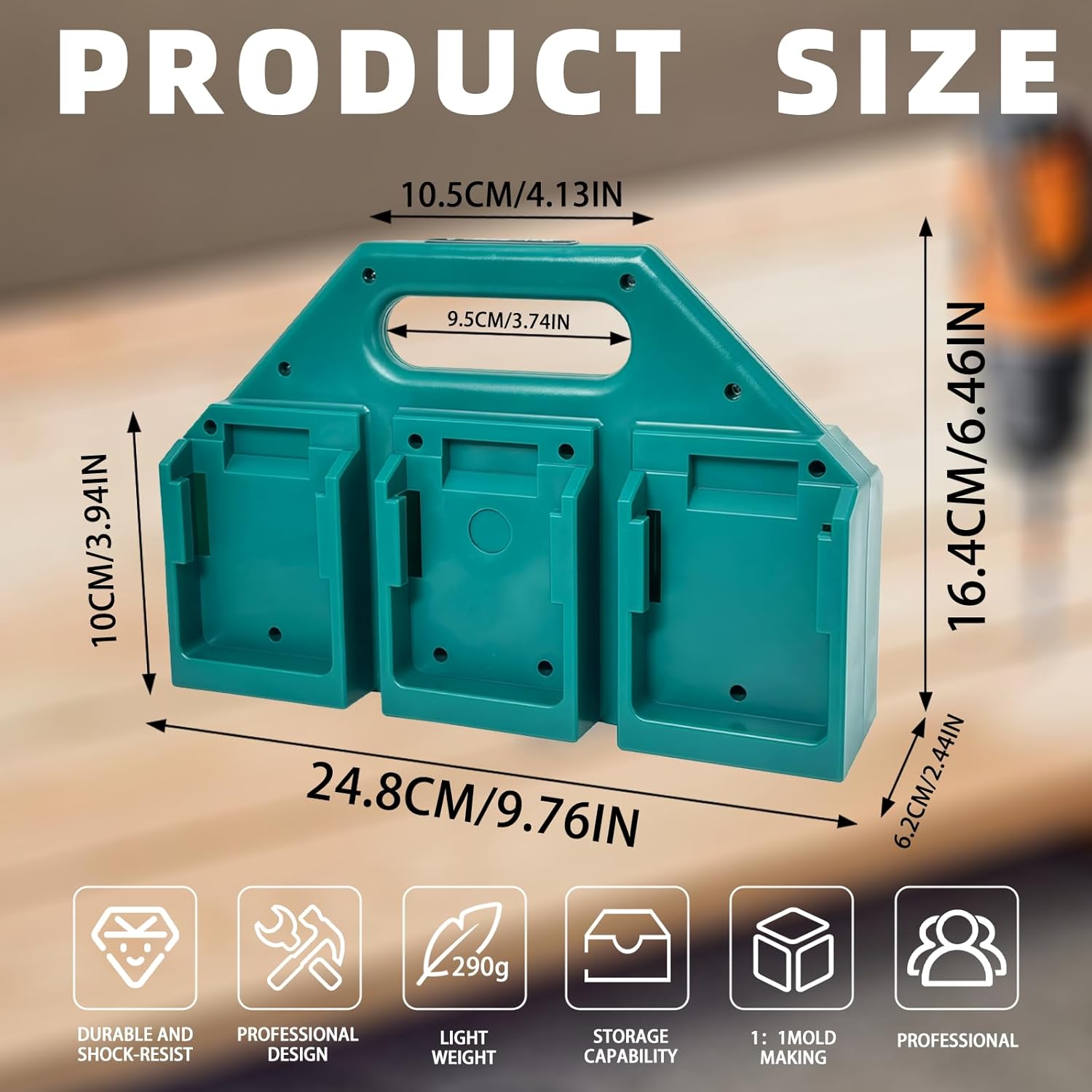 Kxufoae- 6-Slot Makita Battery Holder for 18V&14.4V | Portable and Rugged Battery Case - Compact Organizer for Easy Storage and Transport, Ideal for Tool Bags & Job Sites, Quick Access (6-Slot)