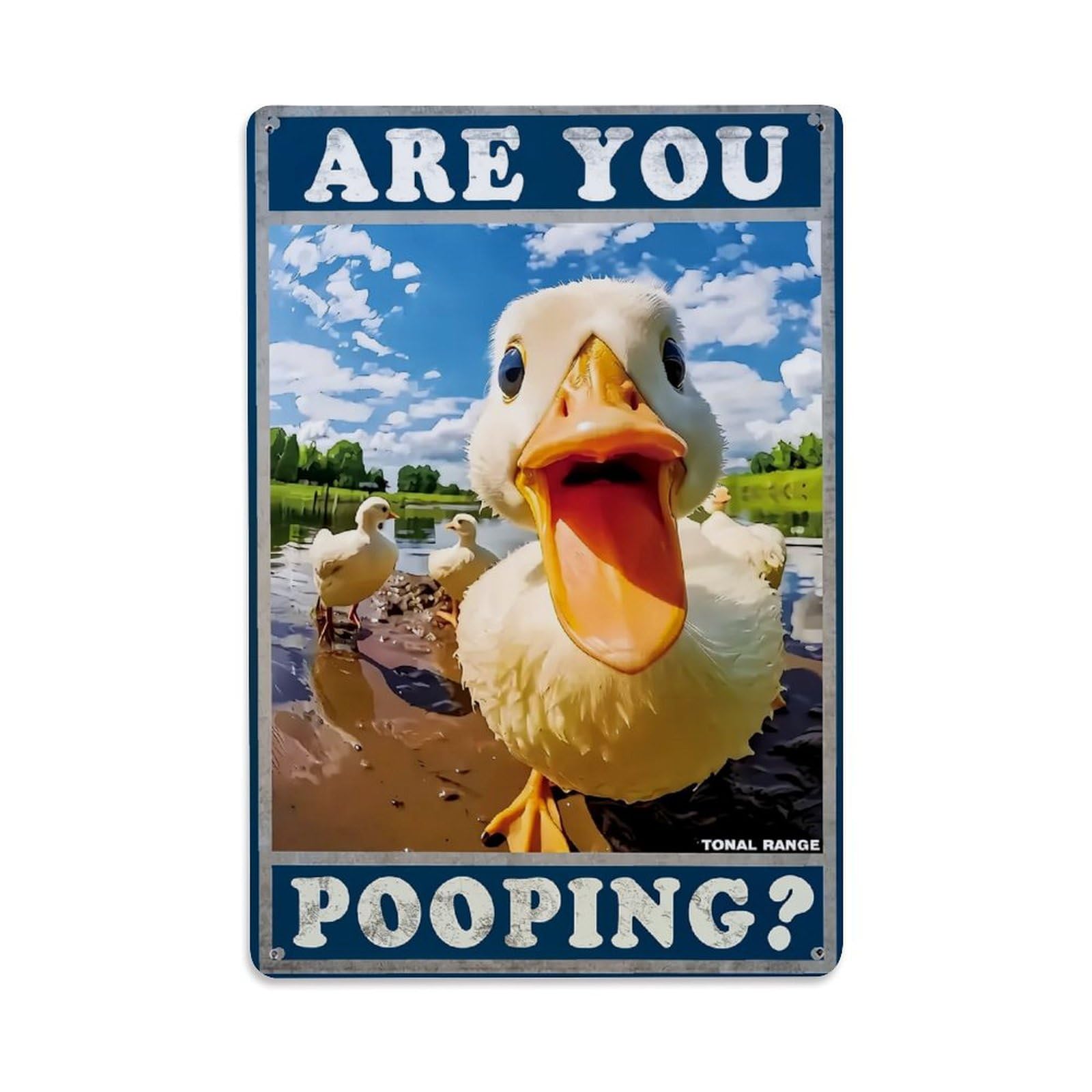 Nestemfo Vintage Are You Pooping Duck Poster Tin Sign Metal Sign, Living Room,Bar, Home, Bedroom Wall Decor,Retro Metal Poster 8X12 Inches