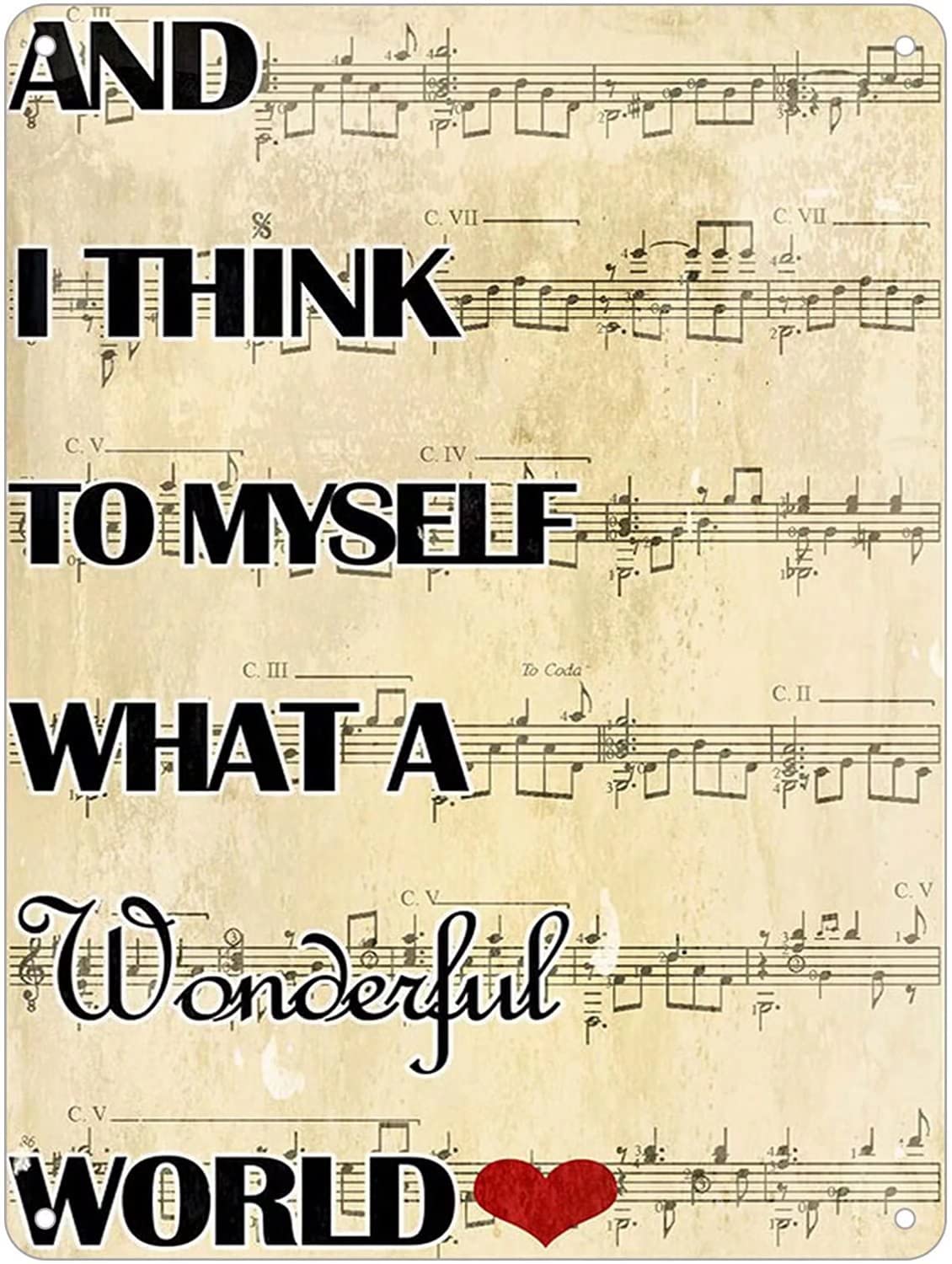 What A Wonderful World Metal Tin Sign Vintage Chic Art Decoration for Home Bar Cafe Farm Store Garage or Club 8x12 Inch