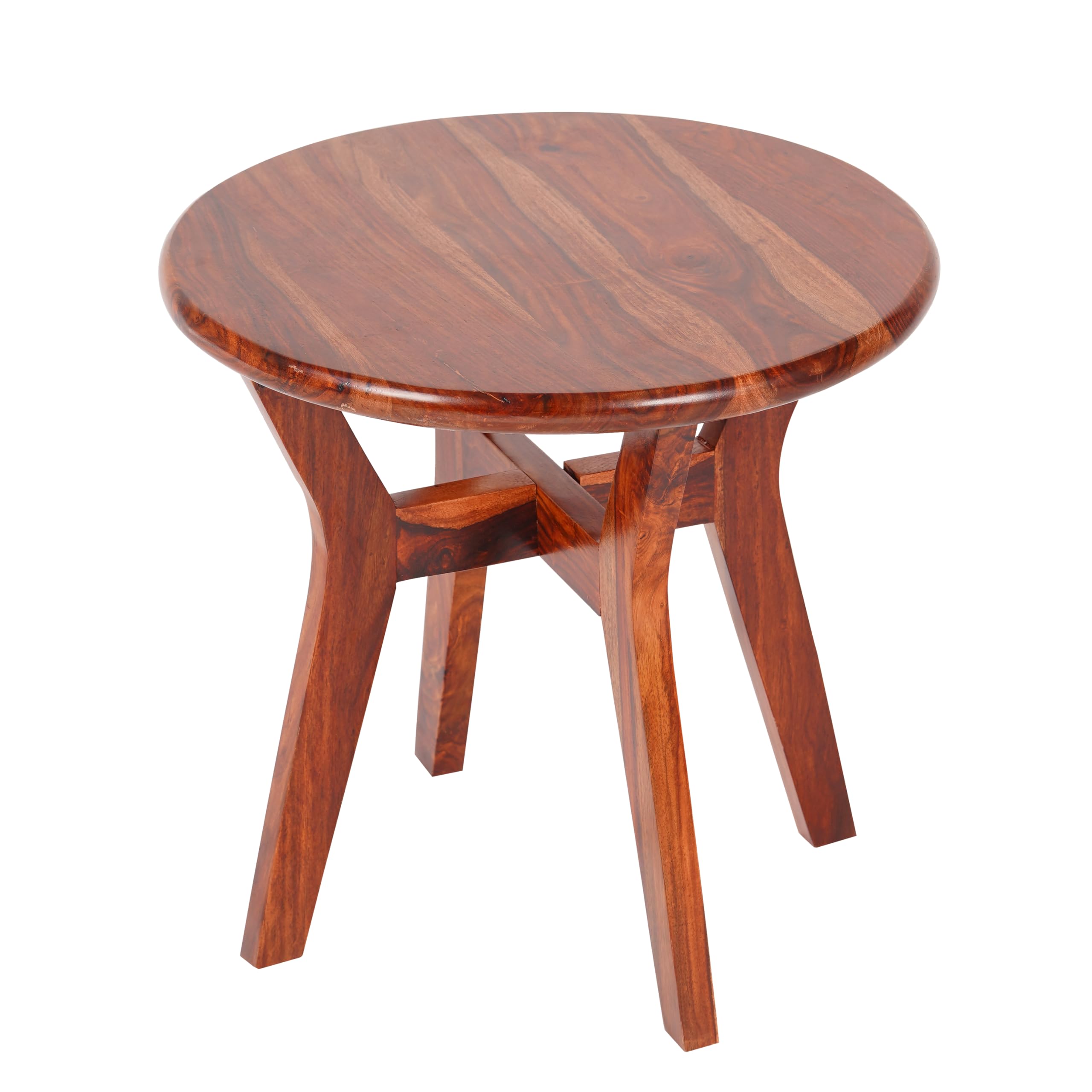 Wood Curls Solstice Sheesham Wood Coffee Table | Center Table for Living Room | Space Saver Tea Table for Office & Home | Natural Finish Round Table(18inch H x 19inch W) 1