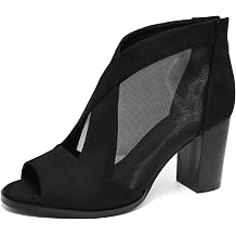 Cut Out Mesh Sandals High Block Heels Peep Toe Summer Ankle Boots