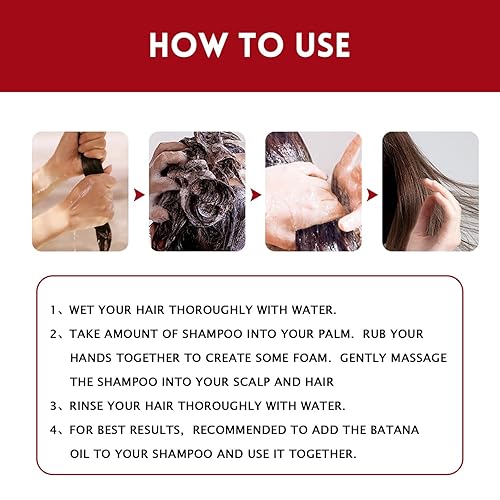 Miniatura 5 de BSMKCL Batana Champú con vitamina C, champú para el cuidado del cuero cabelludo para el adelgazamiento del cabello restauración del cabello dañado y