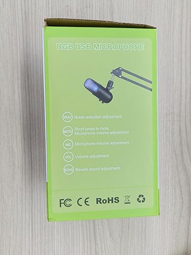 Miniatura 10 de Micrófono de condensador USB con soporte de luces RGB para PC, PS4, PS5  Micrófono dinámico para juegos, cancelación de ruido, control de ganancia