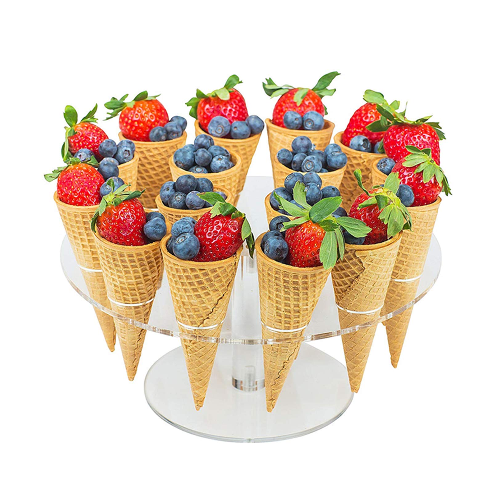 Soporte para Cono de Helado, Soporte de exhibición de Cono de acrílico Transparente de 16 Agujeros para Rollo de Sushi, Helado para Bodas, Baby Shower, Fiestas de cumpleaños, Decorativo