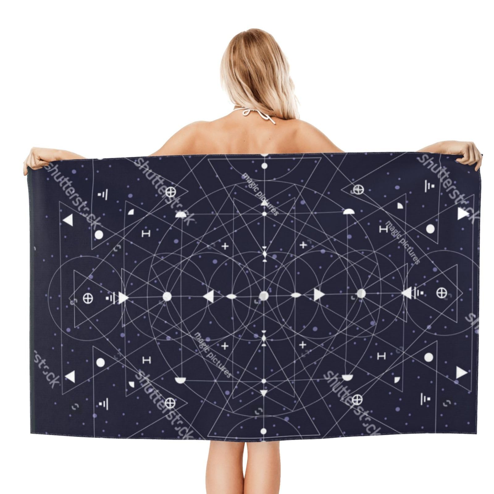 Amazon｜天体 星座 公転 魔法陣 空 幾何 バスタオル マイクロ 