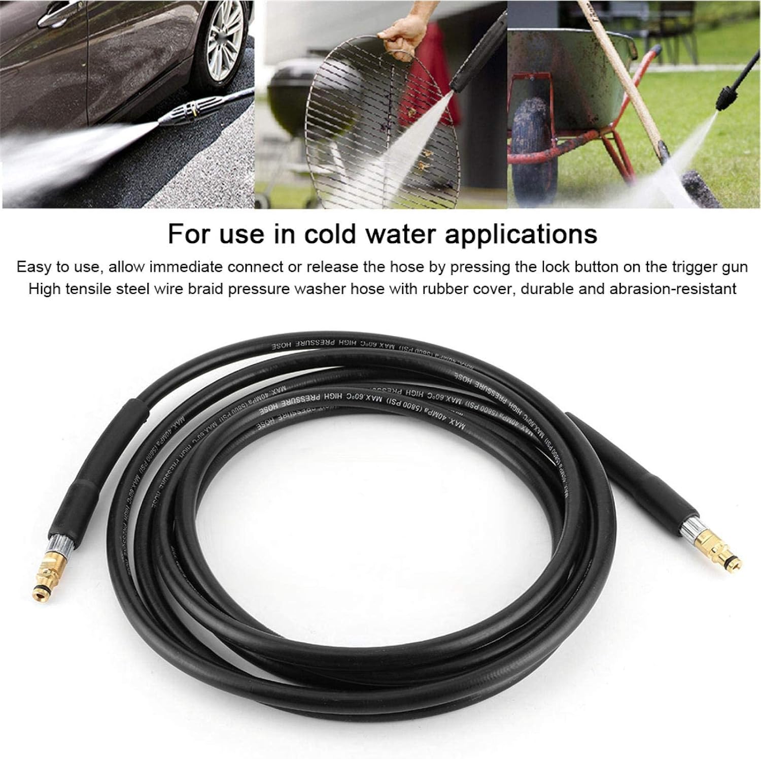 Kärcher K2-K7 Pressure Washer Replacement Hose – Super Flexible, Kink-Resistant High-Pressure Water Hose Rated up to 40 MPa (5800 PSI), Click-Type Quick Connector (20 Meters)