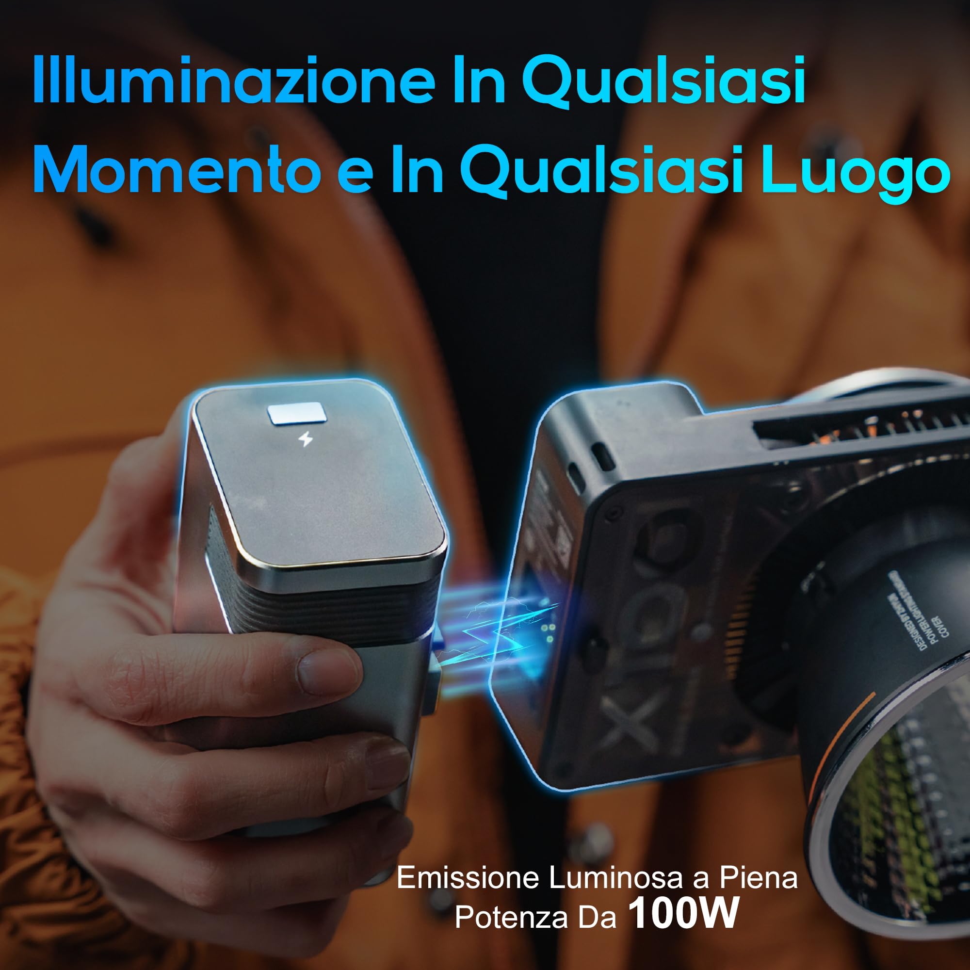 ZHIYUN MOLUS X100 [Ufficiale] Luce video 100 W, COB LED Illuminazione video portatile, Bi-Color Streaming Lampada con 17317 Lux/ 2700~6500K/ CRI≥95/ TLCI≥97/ Controllo APP, Batteria non inclusa