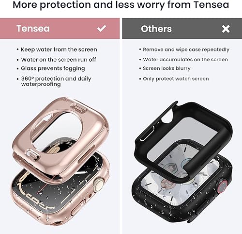 Vista 137 de Tensea - Funda protectora de pantalla impermeable para Apple Watch (2 en 1) para Apple Watch Serie SE 7, 5, 4, accesorios de 45 mm, iWatch protector