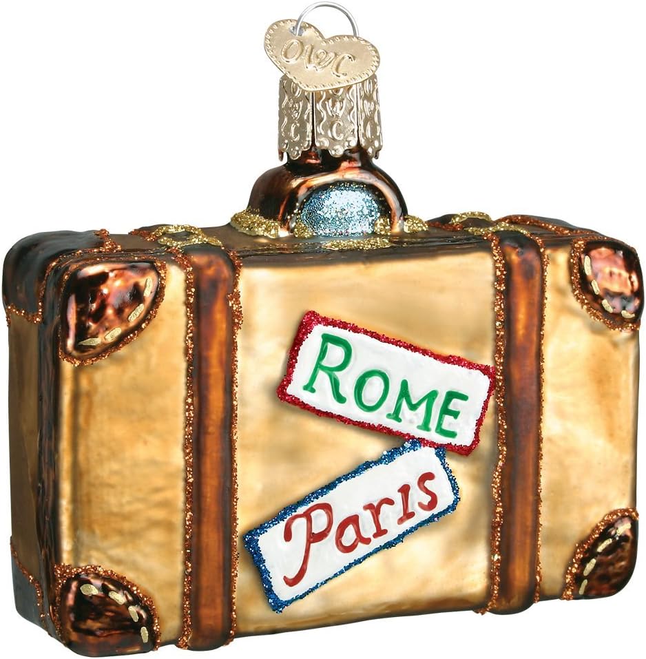 Old World Christmas Suitcase Glass Blown Ornament for Christmas Tree, Handcrafted Holiday Decoration, Travel Collection - Image 3