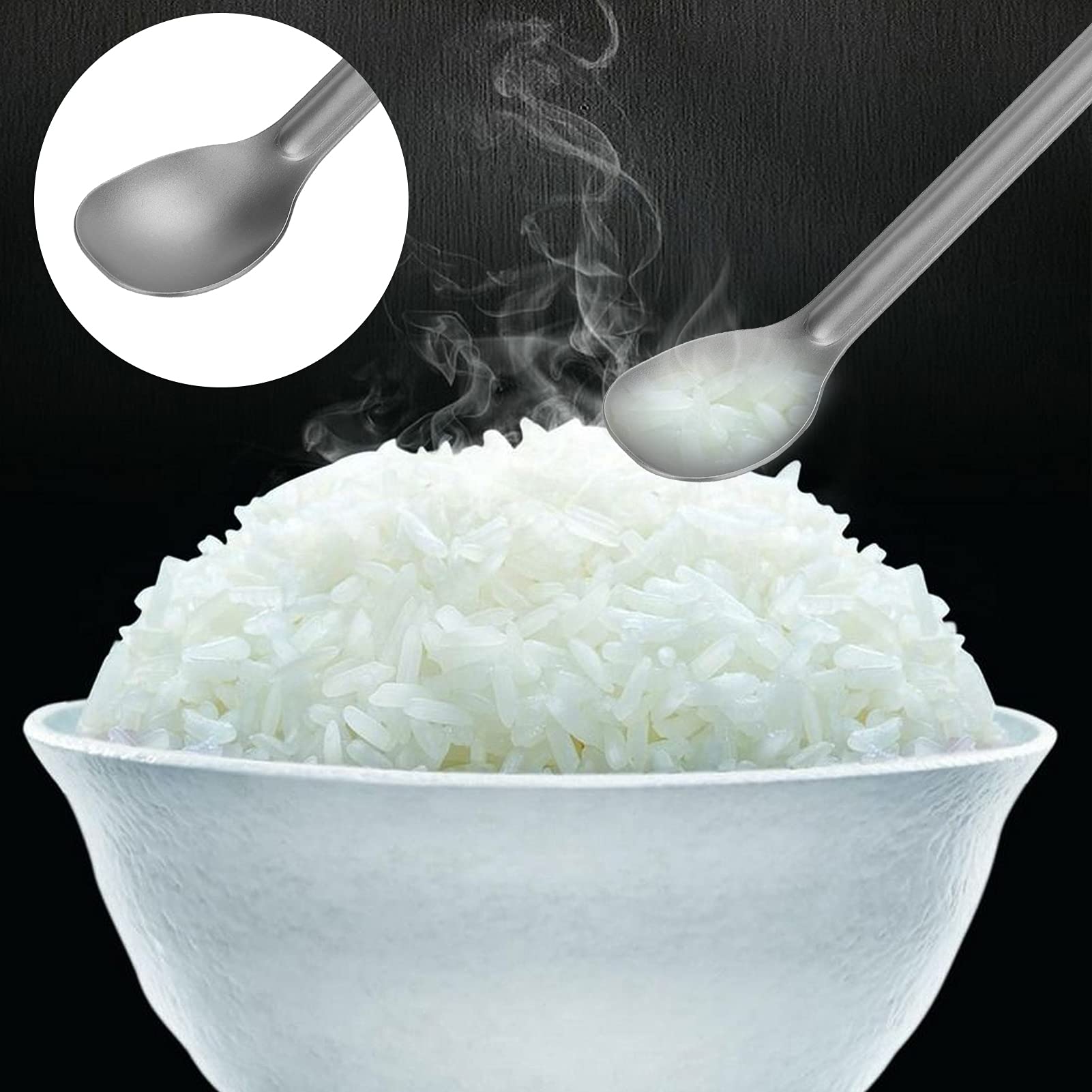 Long Handle Spoon, Titanium Ultralight Spoon 6.9in Portabale Flatware Lightweight Soup Spoon Camping Utensil for Camping Backpacking Hiking Picnic